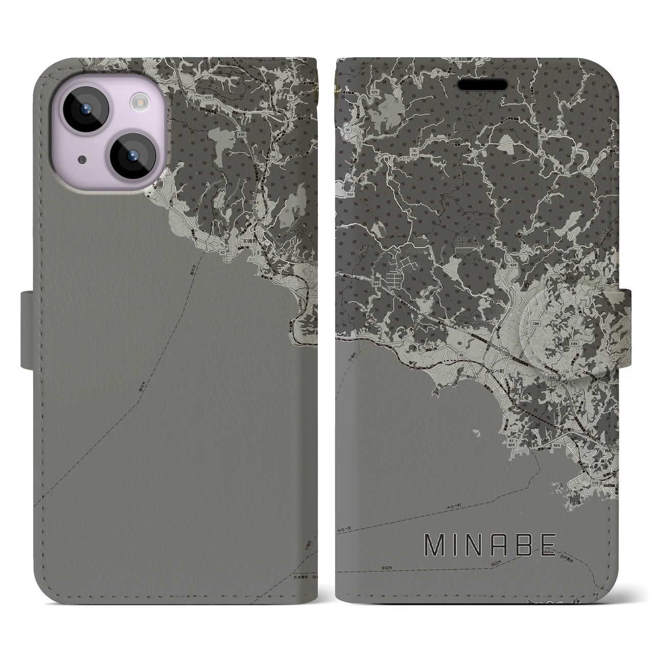 【みなべ(和歌山県)】地図柄iPhoneケース(手帳タイプ)