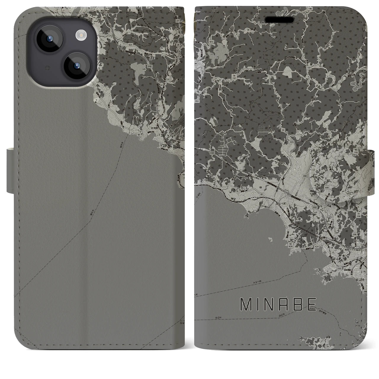 【みなべ(和歌山県)】地図柄iPhoneケース(手帳タイプ)
