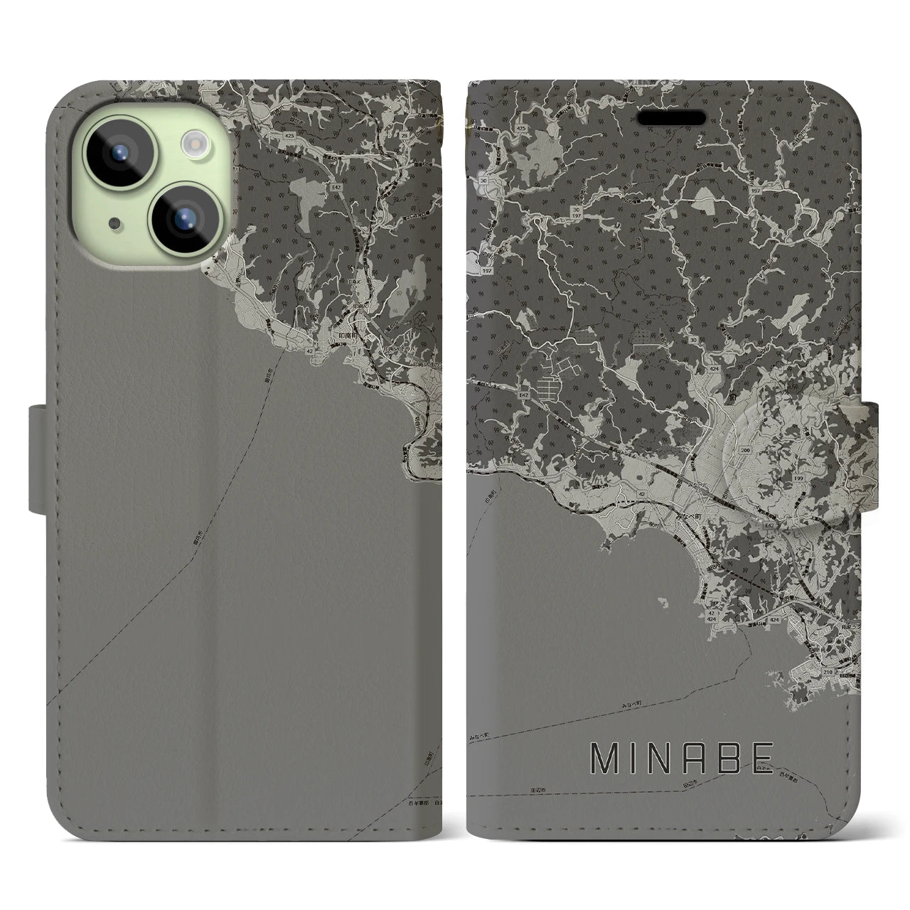 【みなべ(和歌山県)】地図柄iPhoneケース(手帳タイプ)