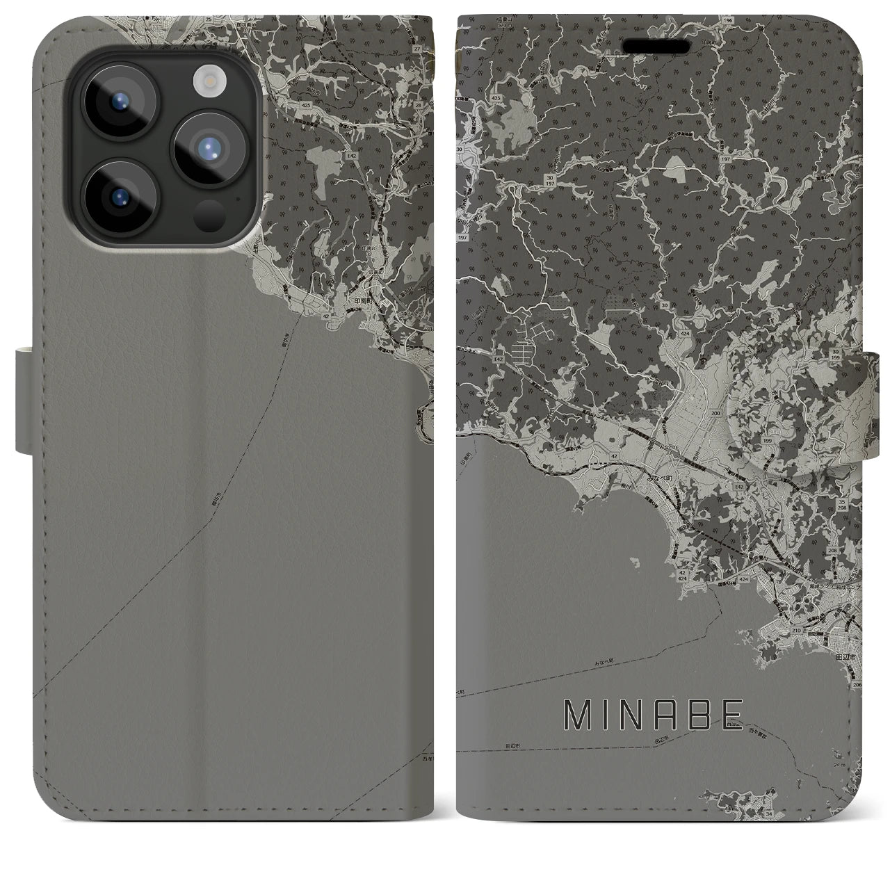 【みなべ(和歌山県)】地図柄iPhoneケース(手帳タイプ)