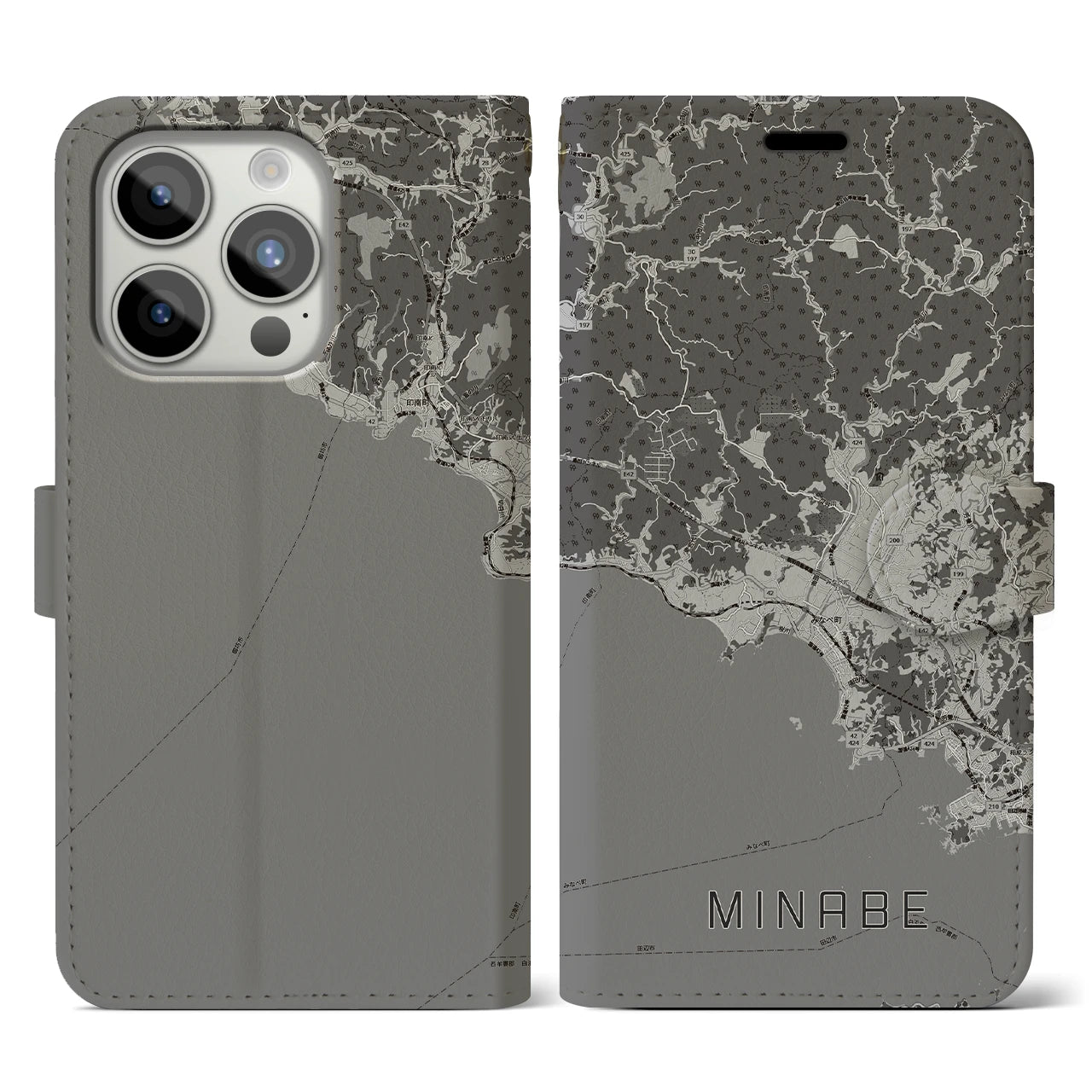 【みなべ(和歌山県)】地図柄iPhoneケース(手帳タイプ)