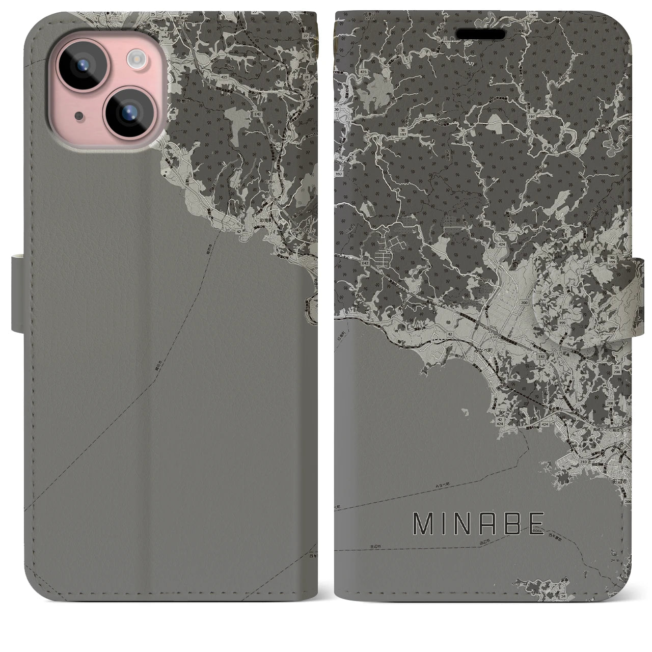 【みなべ(和歌山県)】地図柄iPhoneケース(手帳タイプ)