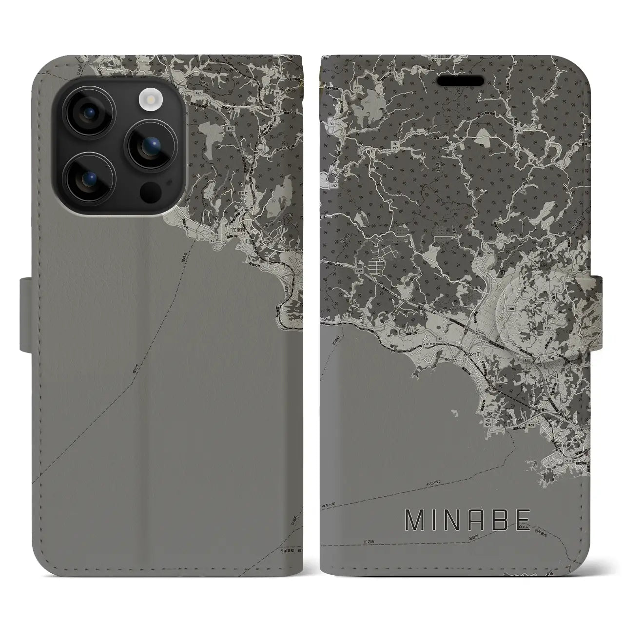 【みなべ(和歌山県)】地図柄iPhoneケース(手帳タイプ)