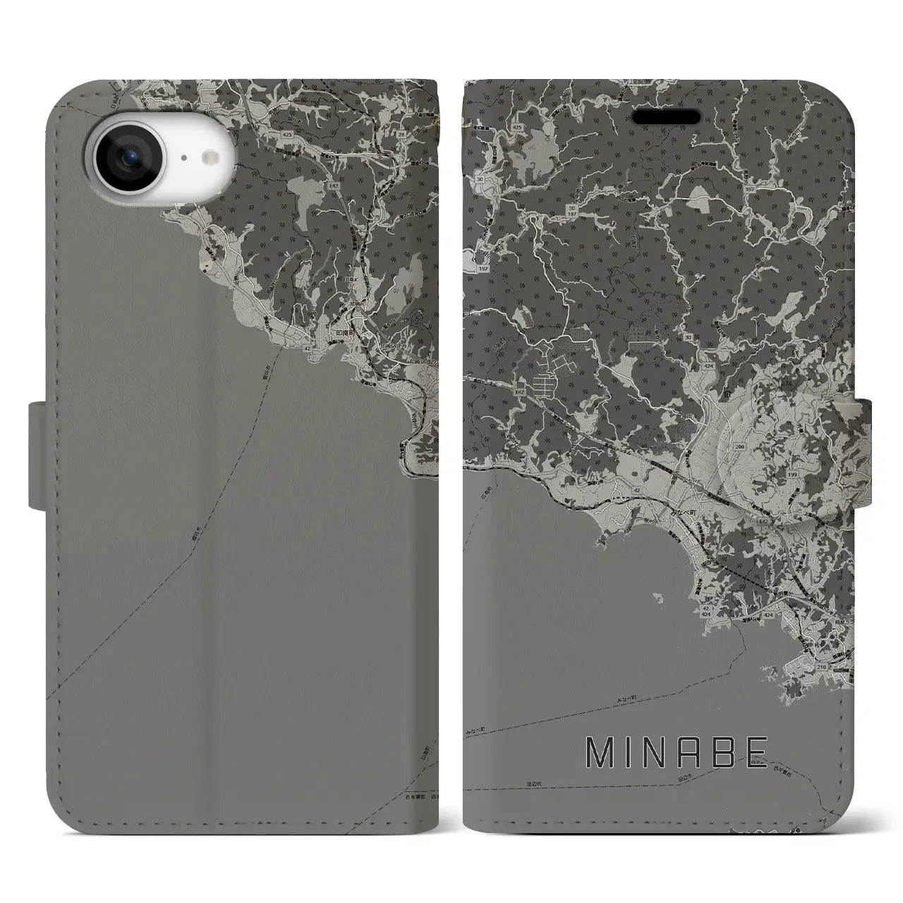 【みなべ(和歌山県)】地図柄iPhoneケース(手帳タイプ)