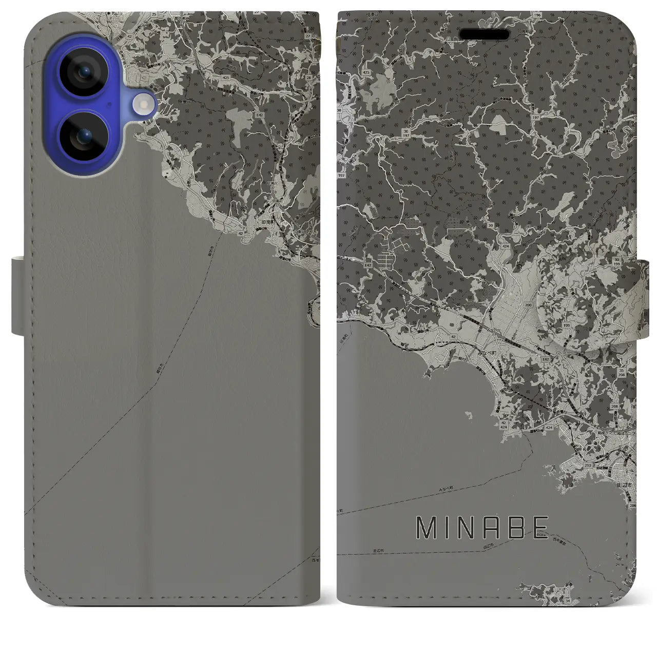 【みなべ(和歌山県)】地図柄iPhoneケース(手帳タイプ)