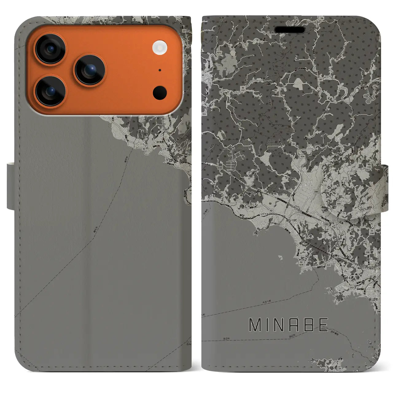 【みなべ(和歌山県)】地図柄iPhoneケース(手帳タイプ)