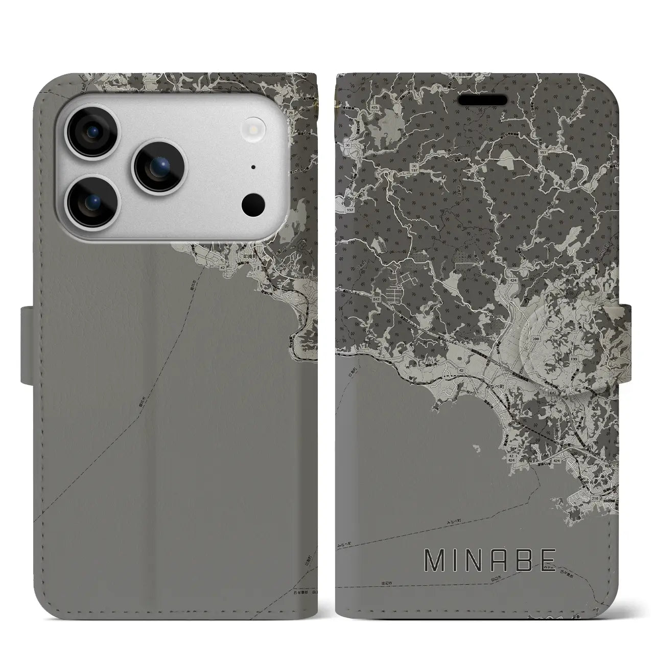 【みなべ(和歌山県)】地図柄iPhoneケース(手帳タイプ)