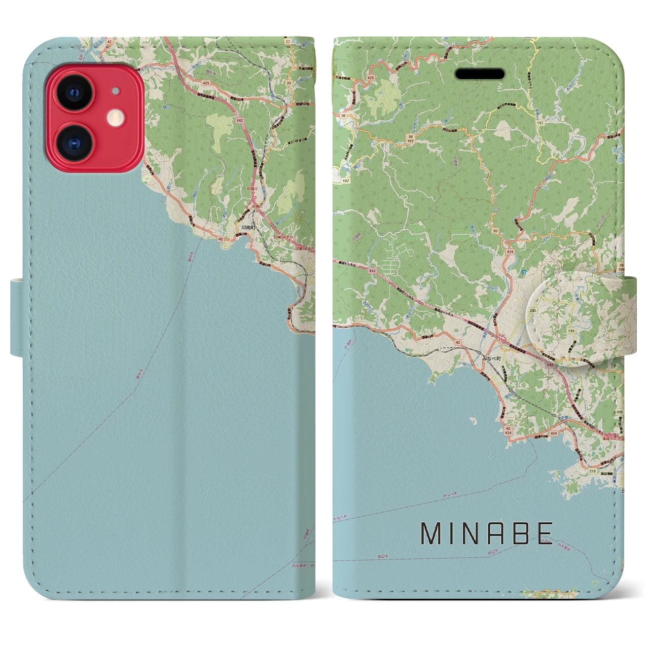 【みなべ(和歌山県)】地図柄iPhoneケース(手帳タイプ)