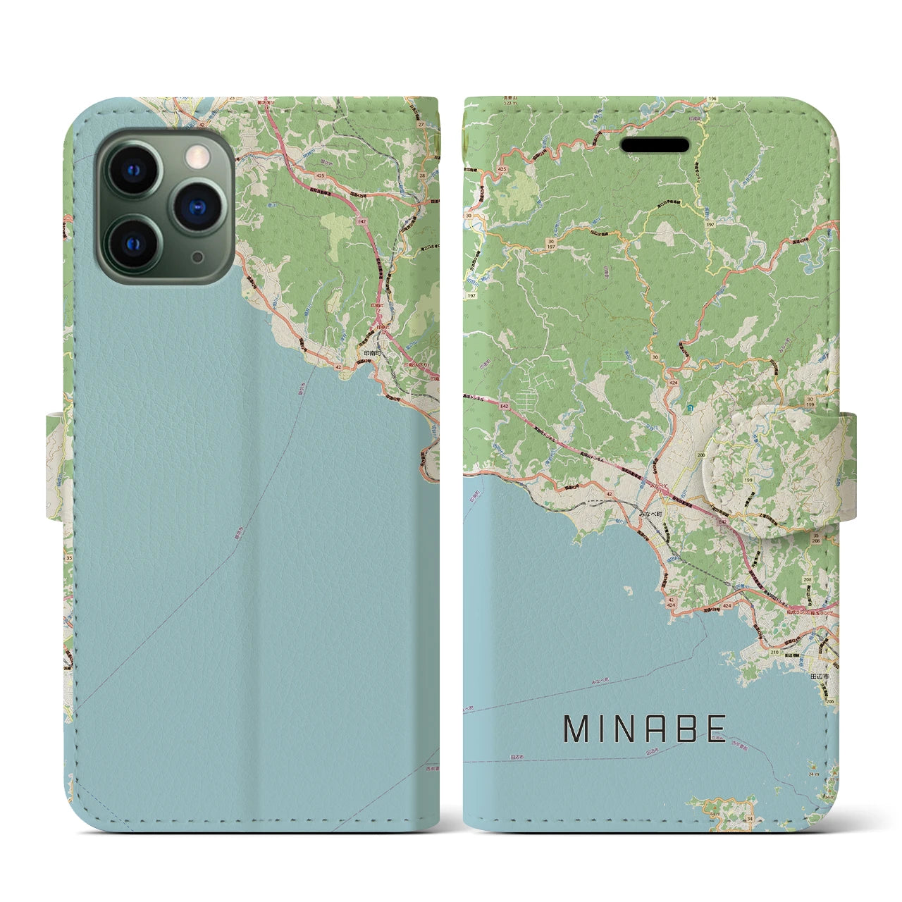 【みなべ(和歌山県)】地図柄iPhoneケース(手帳タイプ)