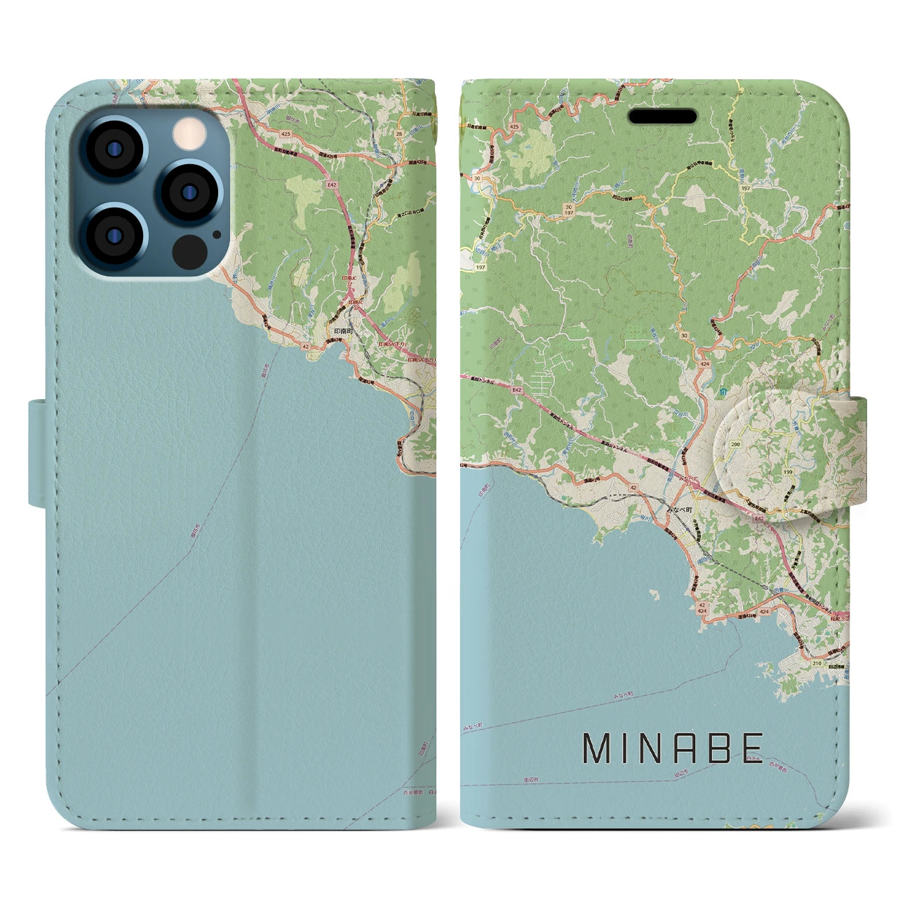 【みなべ(和歌山県)】地図柄iPhoneケース(手帳タイプ)