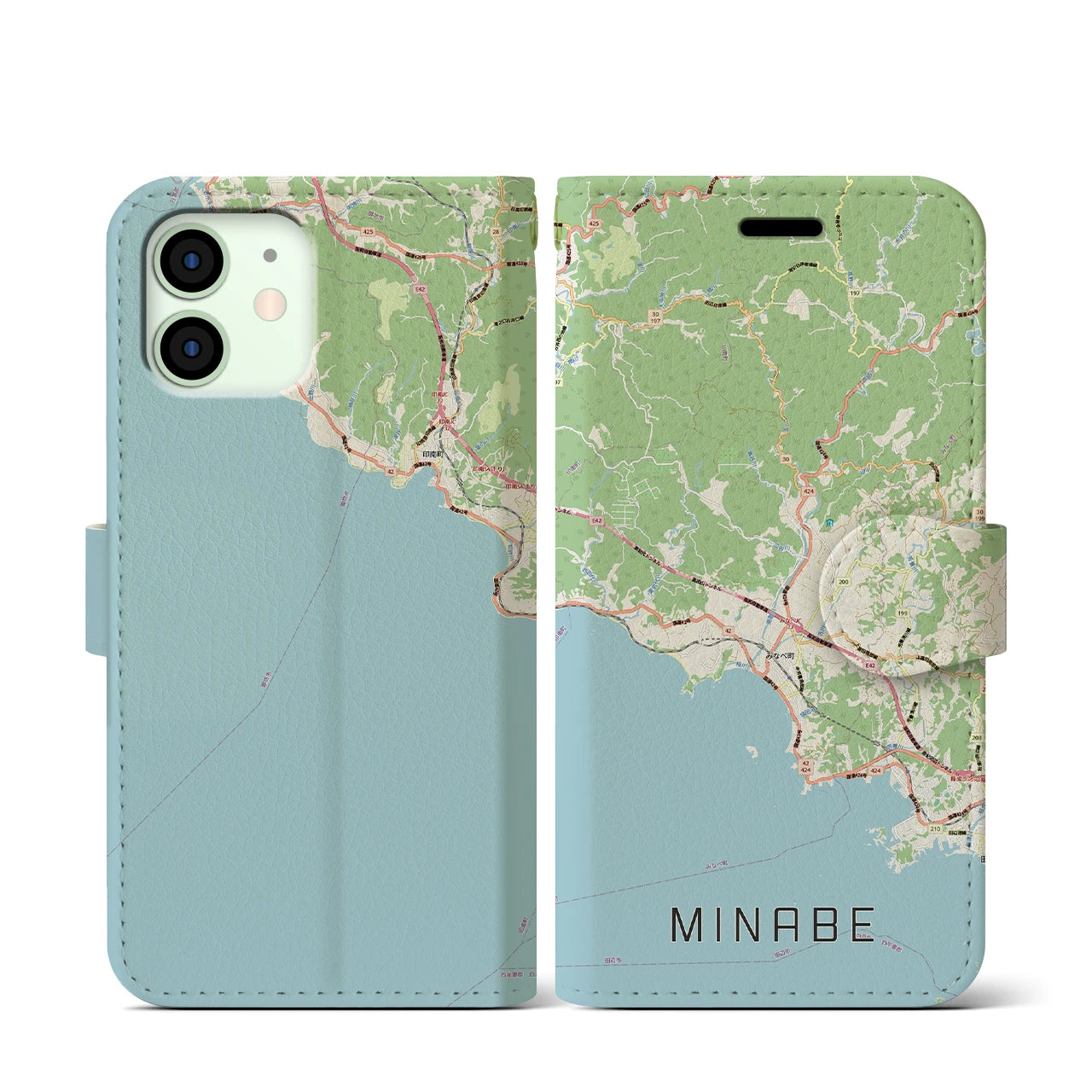 【みなべ(和歌山県)】地図柄iPhoneケース(手帳タイプ)