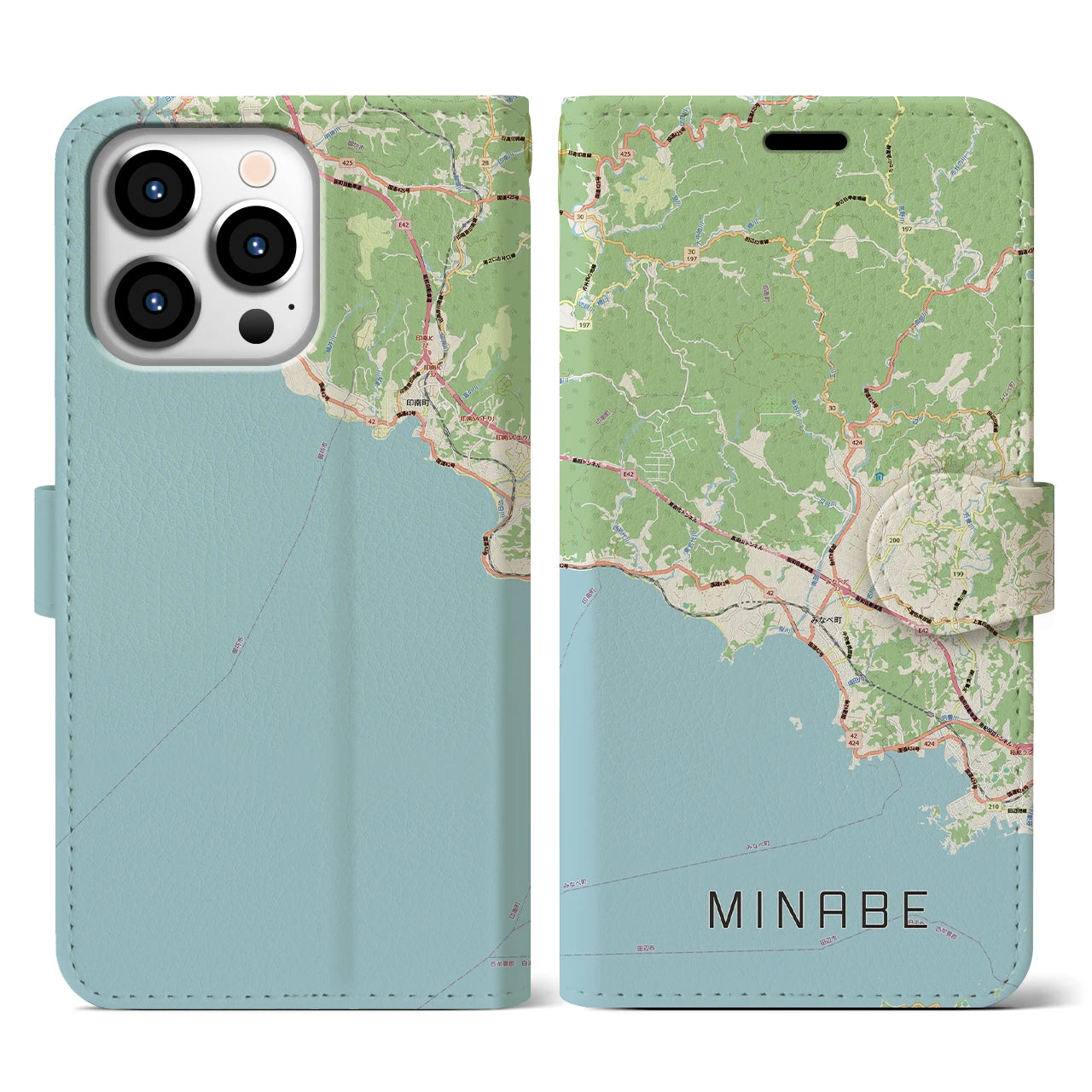 【みなべ(和歌山県)】地図柄iPhoneケース(手帳タイプ)