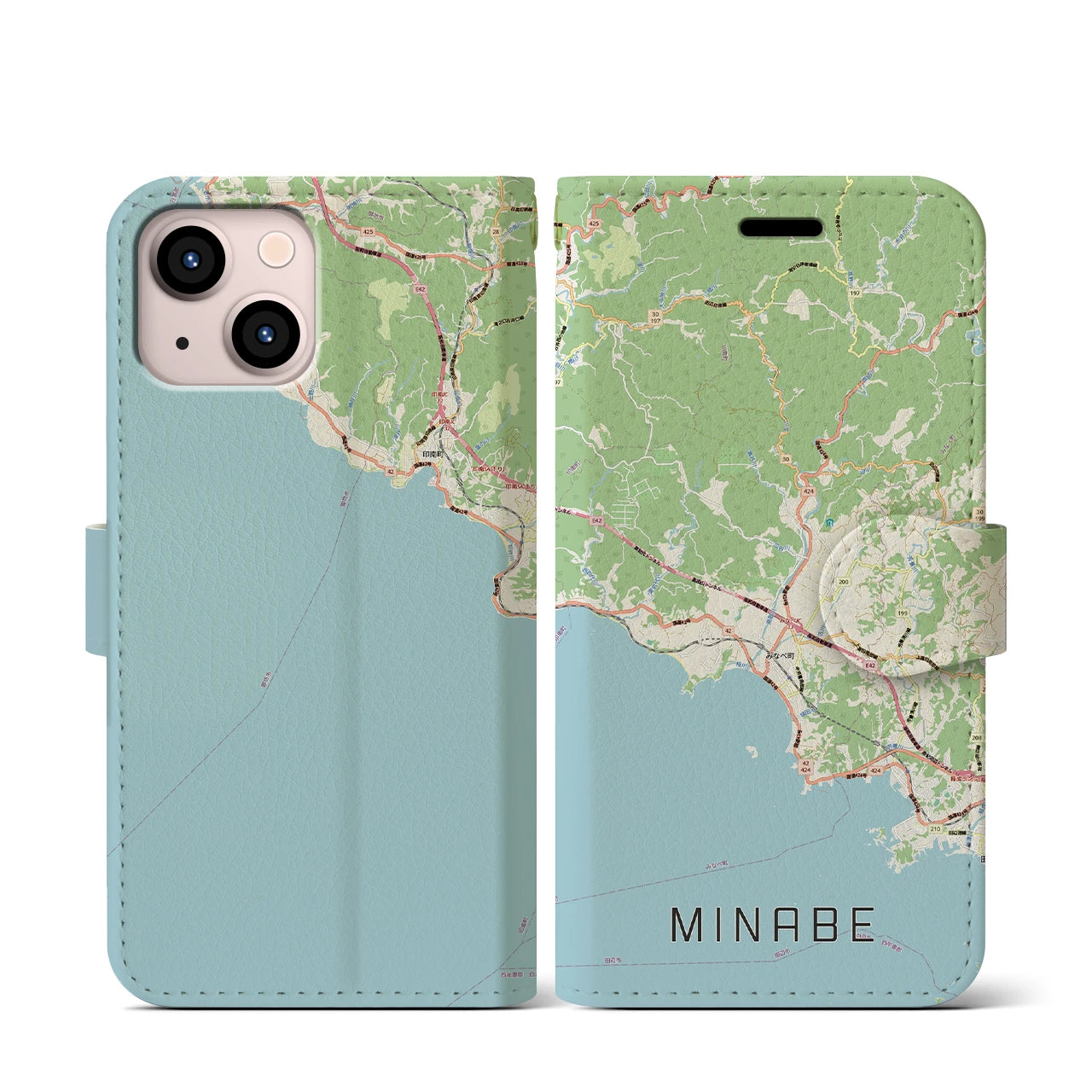 【みなべ(和歌山県)】地図柄iPhoneケース(手帳タイプ)
