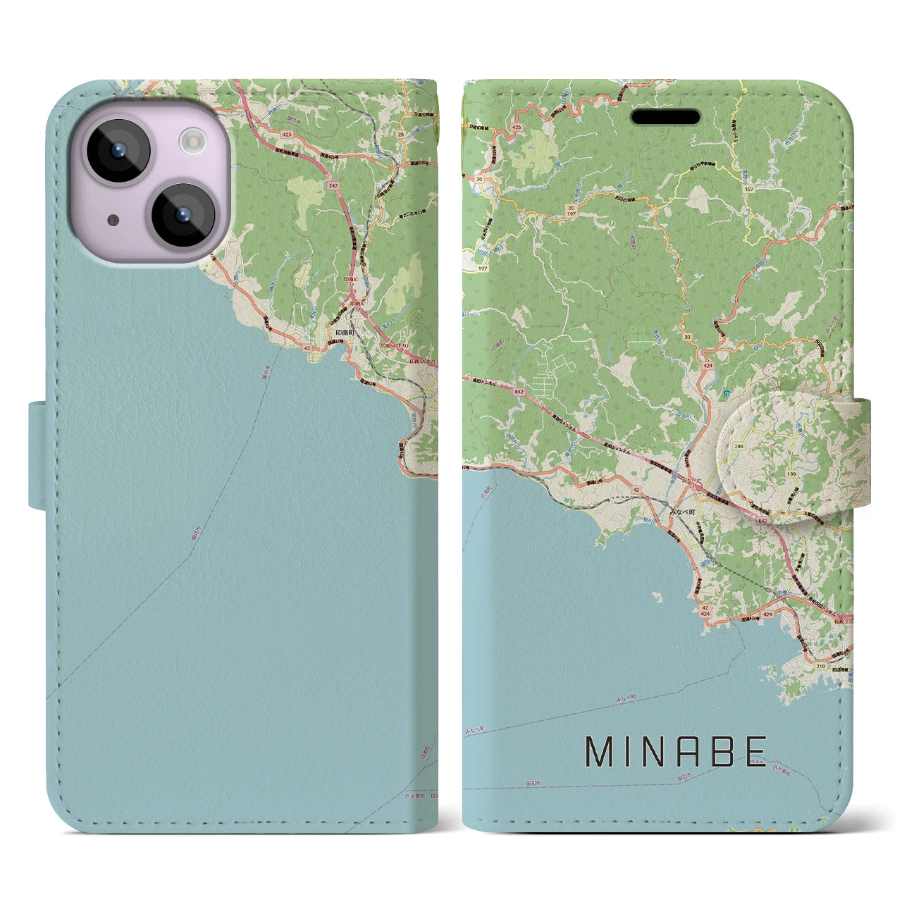 【みなべ(和歌山県)】地図柄iPhoneケース(手帳タイプ)
