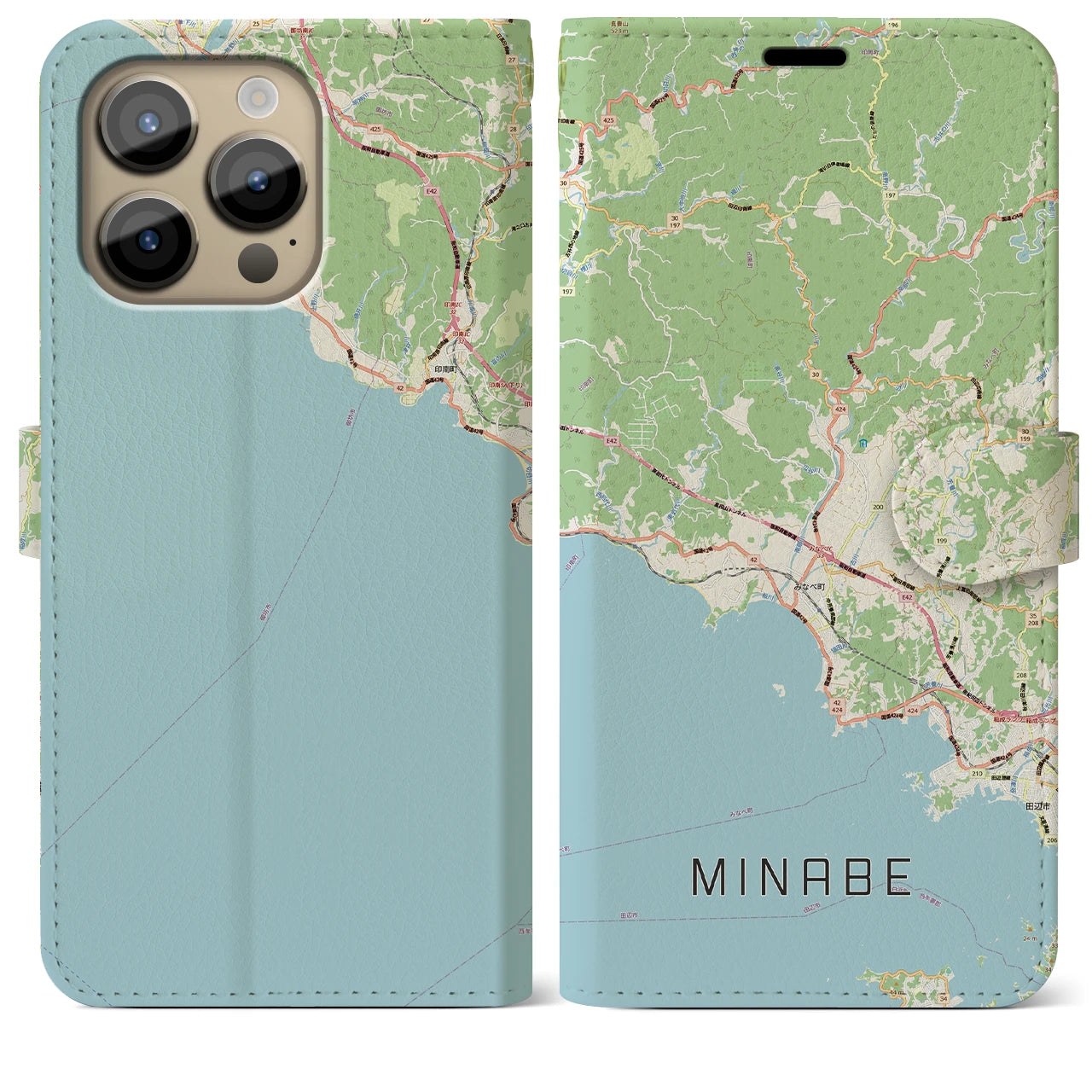 【みなべ(和歌山県)】地図柄iPhoneケース(手帳タイプ)