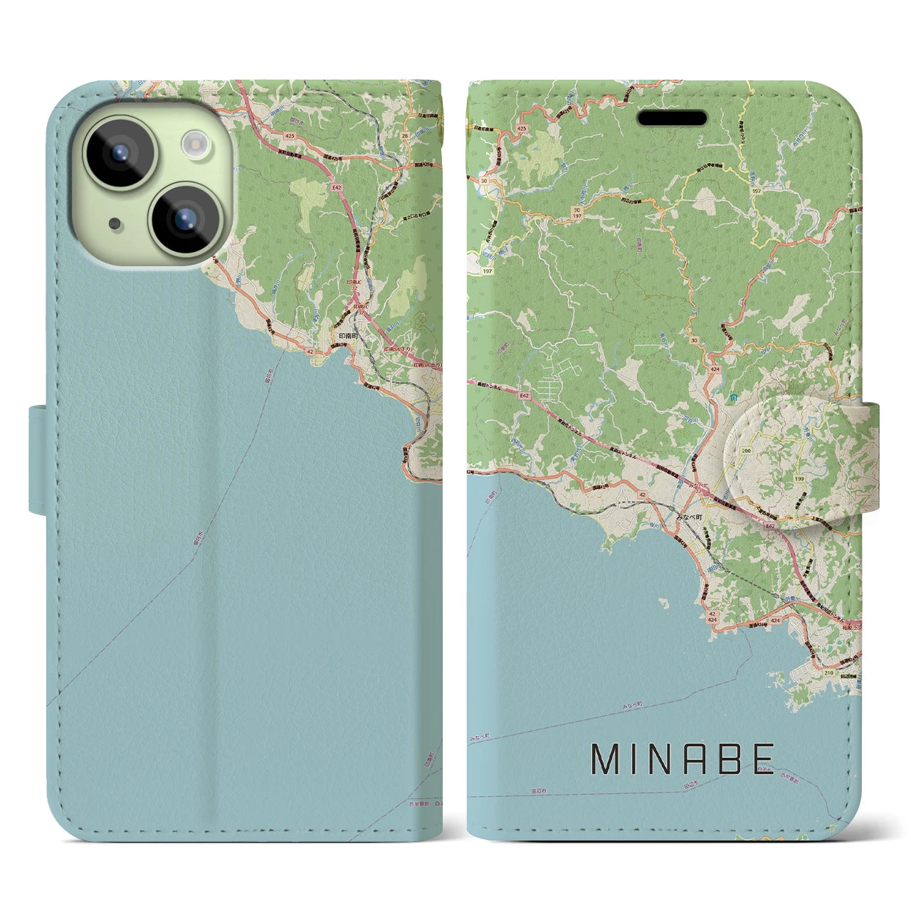 【みなべ(和歌山県)】地図柄iPhoneケース(手帳タイプ)
