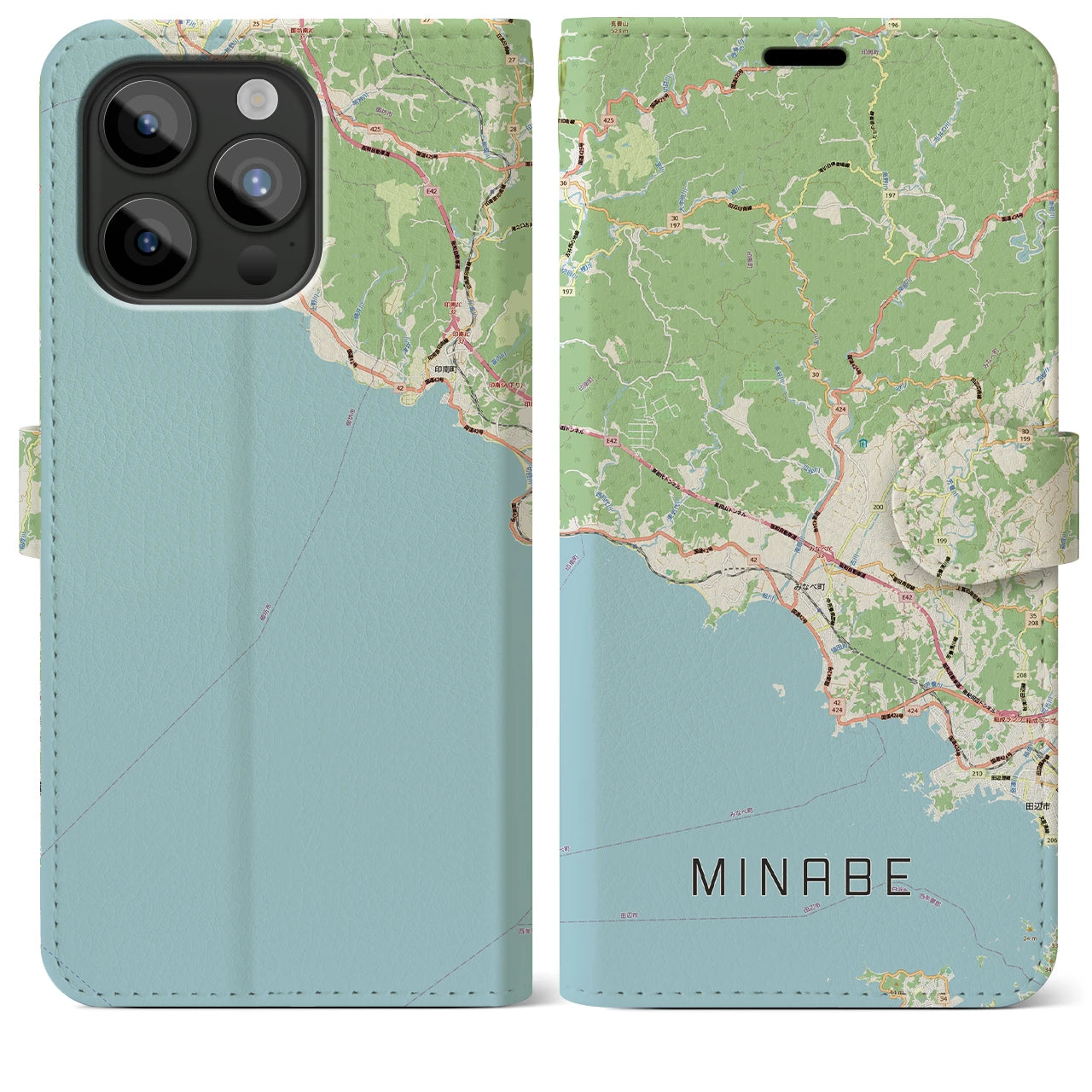 【みなべ(和歌山県)】地図柄iPhoneケース(手帳タイプ)