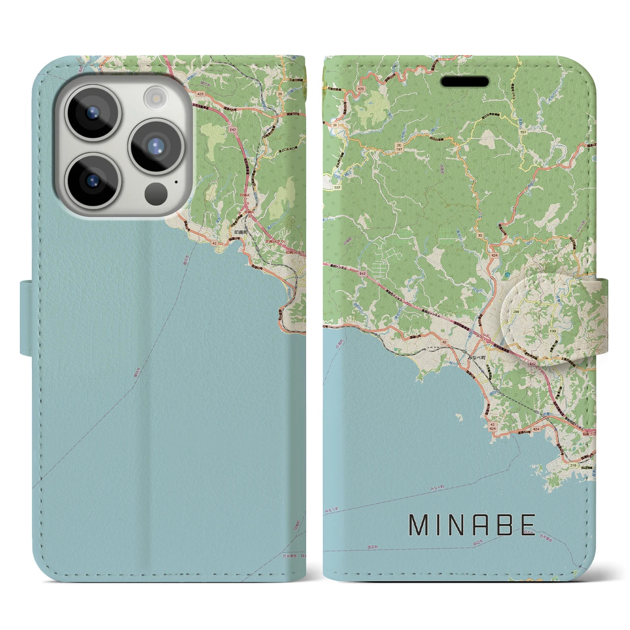 【みなべ(和歌山県)】地図柄iPhoneケース(手帳タイプ)
