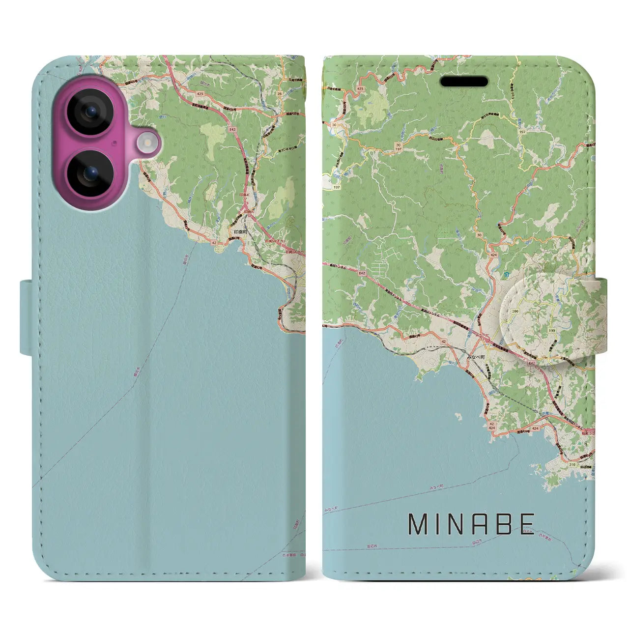 【みなべ(和歌山県)】地図柄iPhoneケース(手帳タイプ)