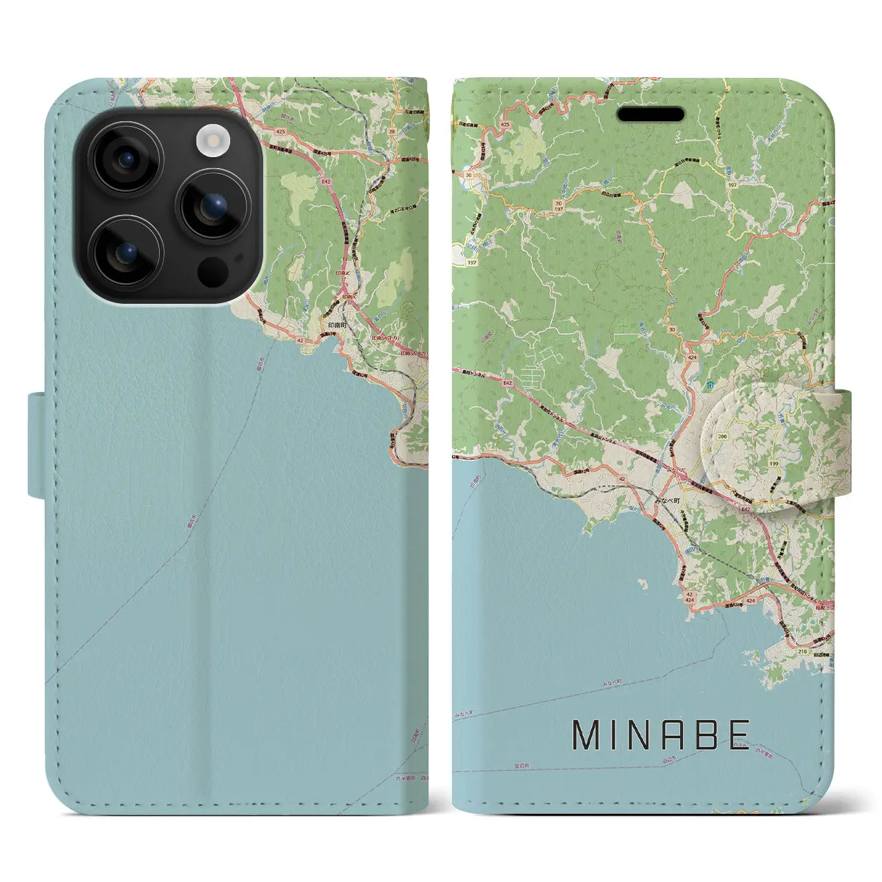 【みなべ(和歌山県)】地図柄iPhoneケース(手帳タイプ)