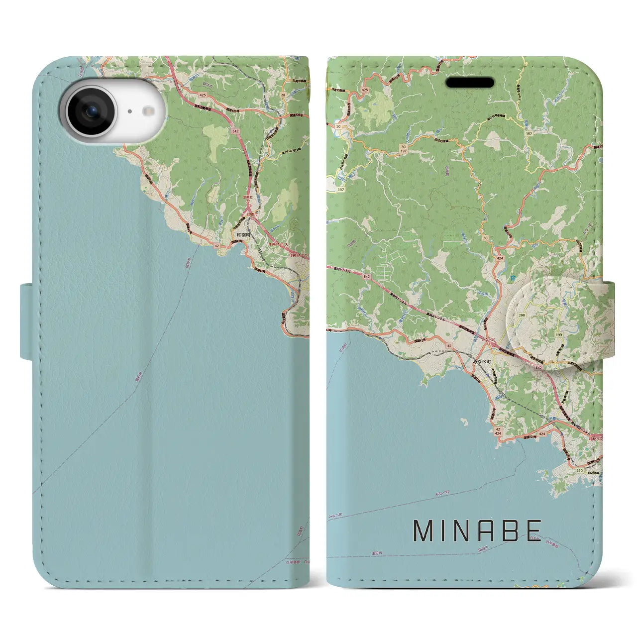 【みなべ(和歌山県)】地図柄iPhoneケース(手帳タイプ)