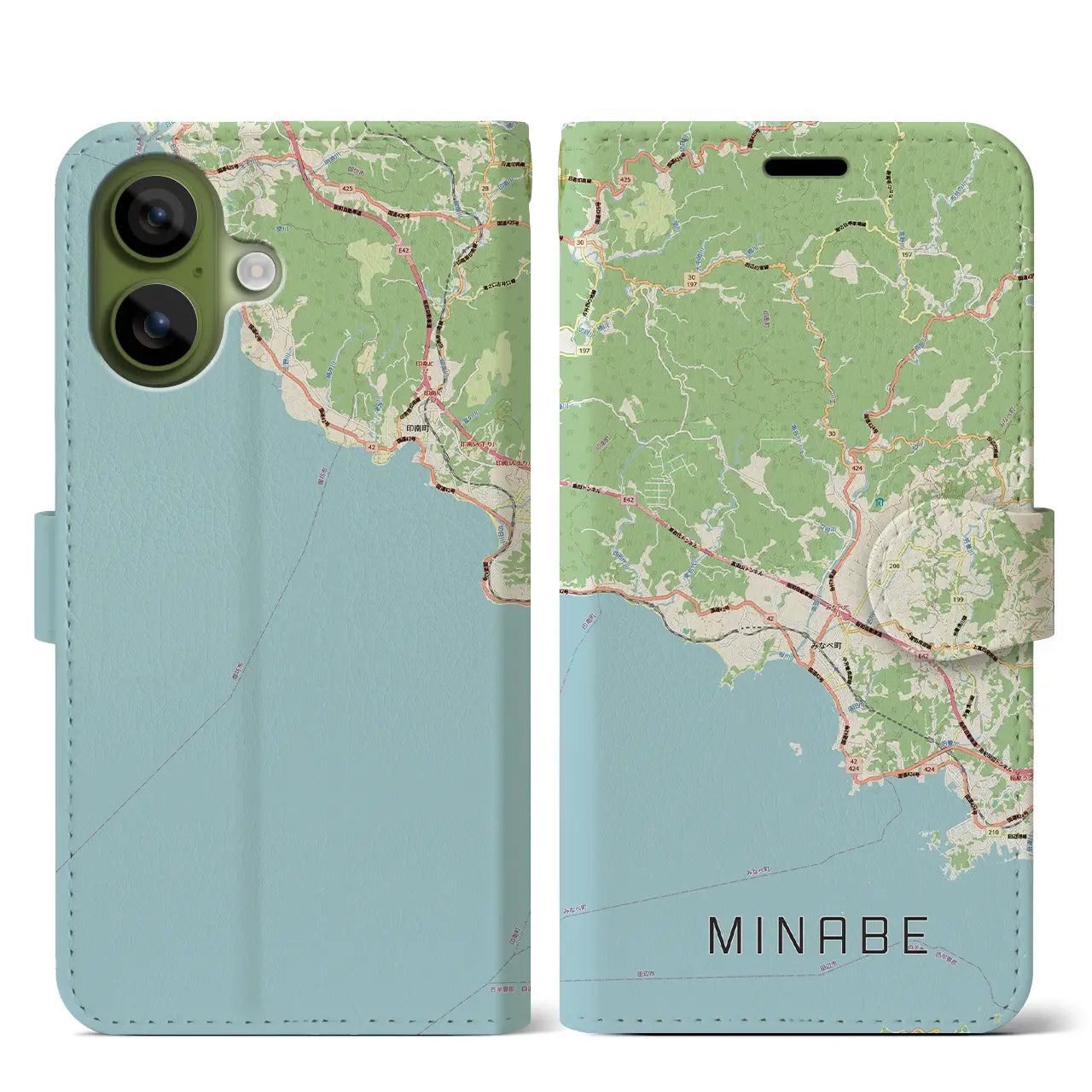 【みなべ(和歌山県)】地図柄iPhoneケース(手帳タイプ)