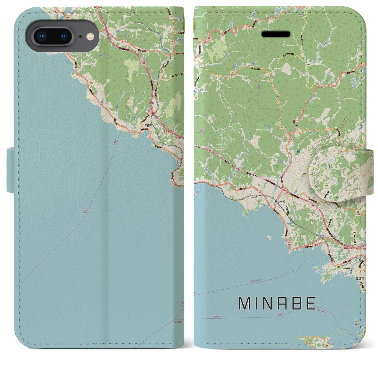 【みなべ(和歌山県)】地図柄iPhoneケース(手帳タイプ)