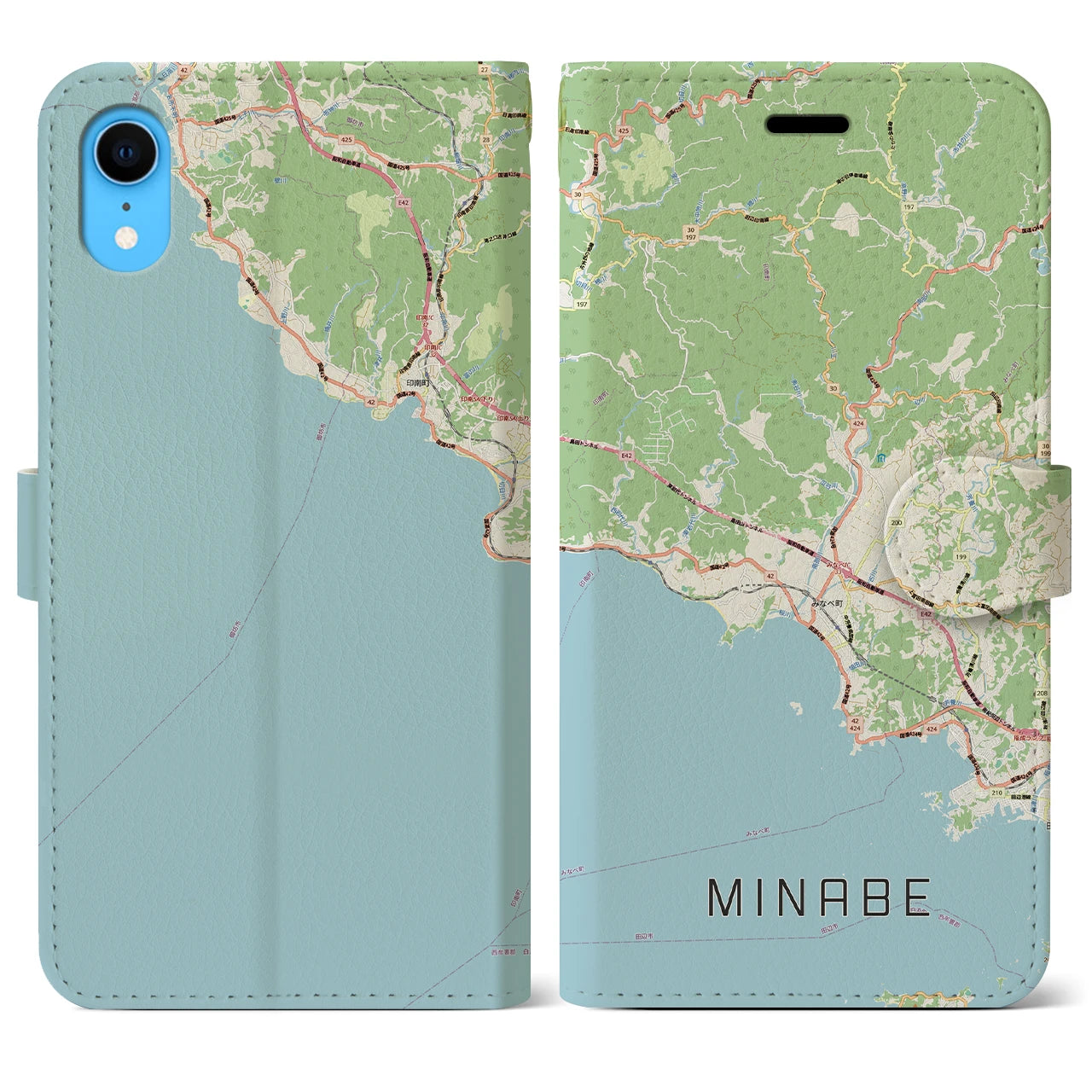 【みなべ(和歌山県)】地図柄iPhoneケース(手帳タイプ)