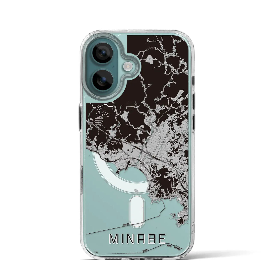 【みなべ(和歌山県)】地図柄iPhoneケース(MagSafeタイプ)モノトーン・iPhone 16 Pro 用