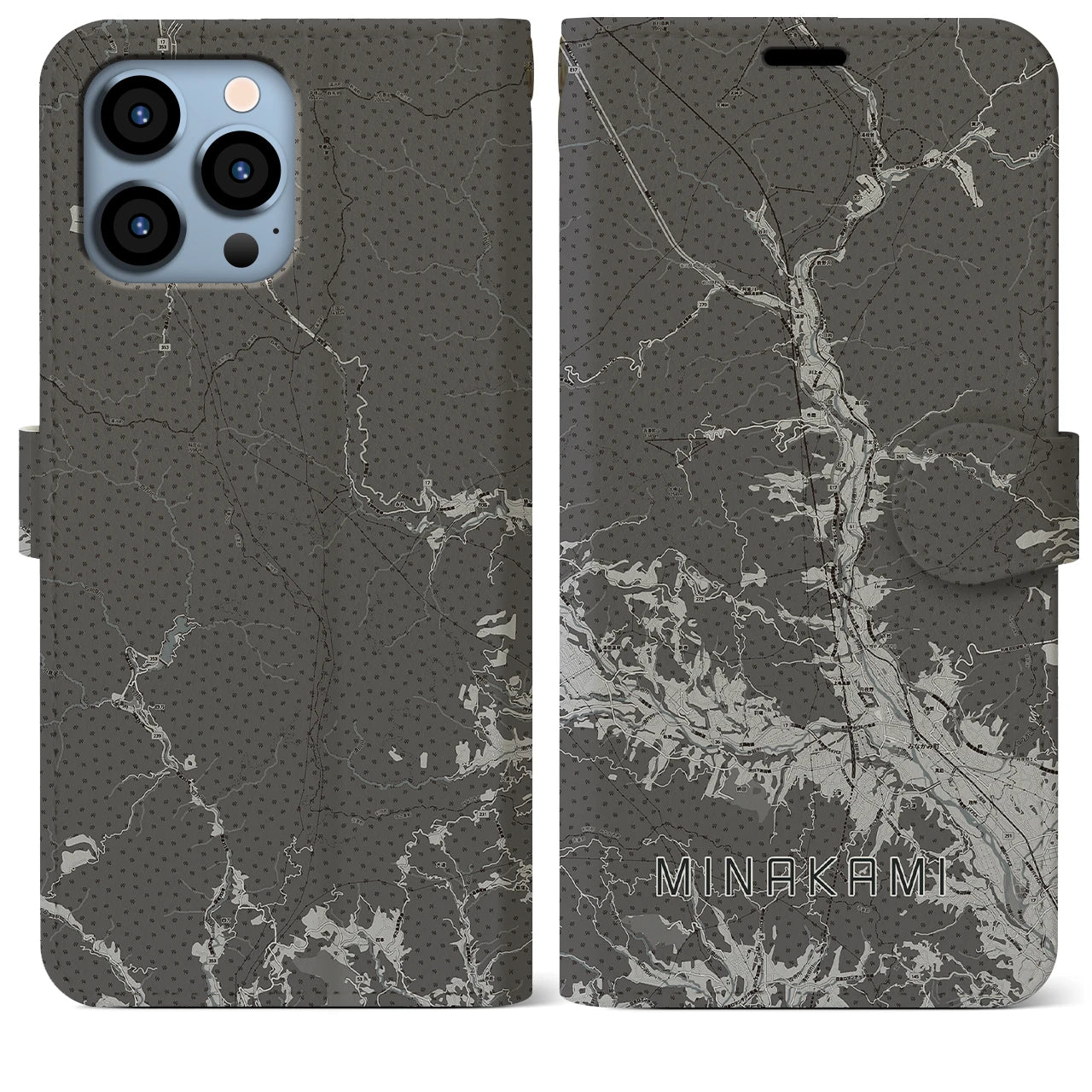 【みなかみ(群馬県)】地図柄iPhoneケース(手帳タイプ)