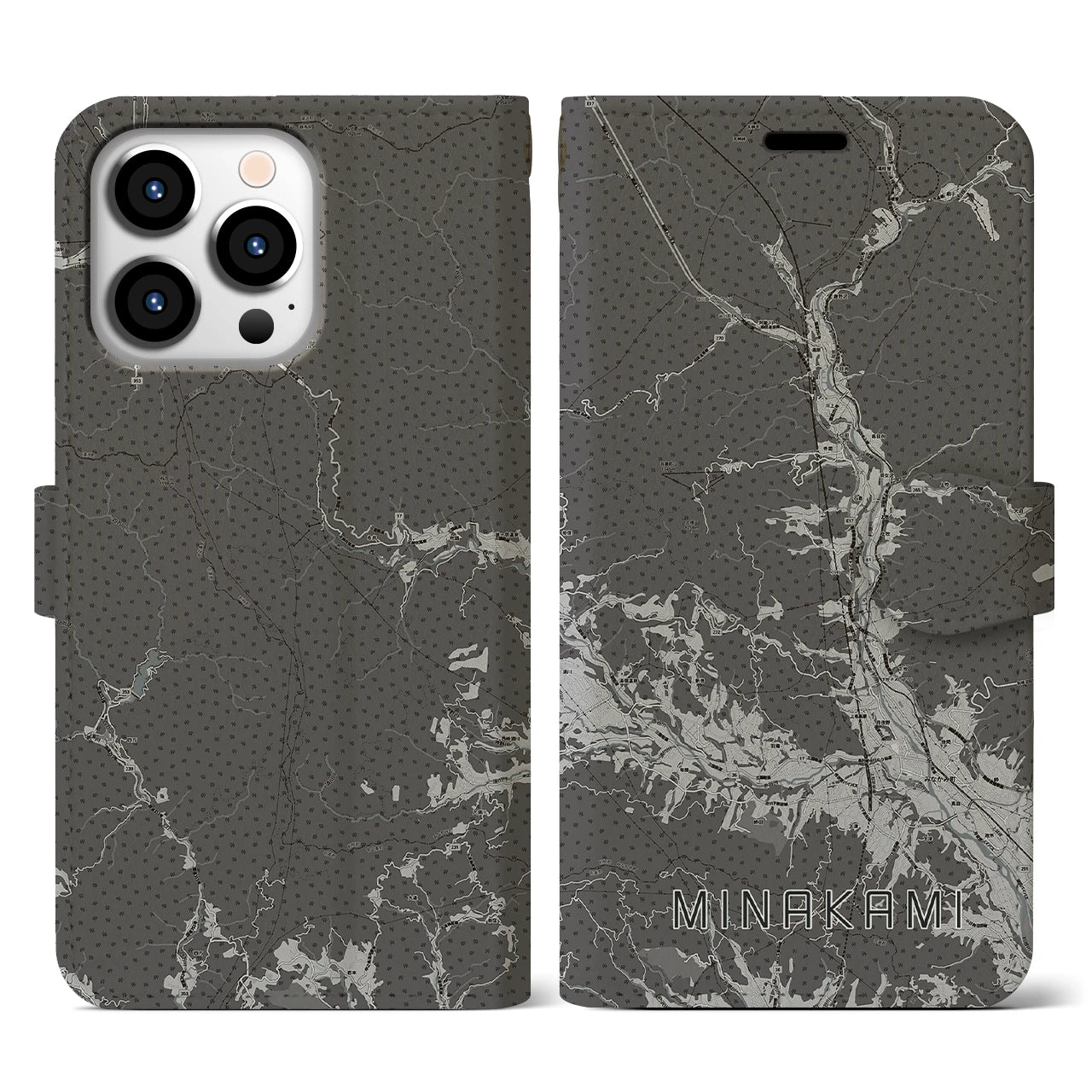 【みなかみ(群馬県)】地図柄iPhoneケース(手帳タイプ)