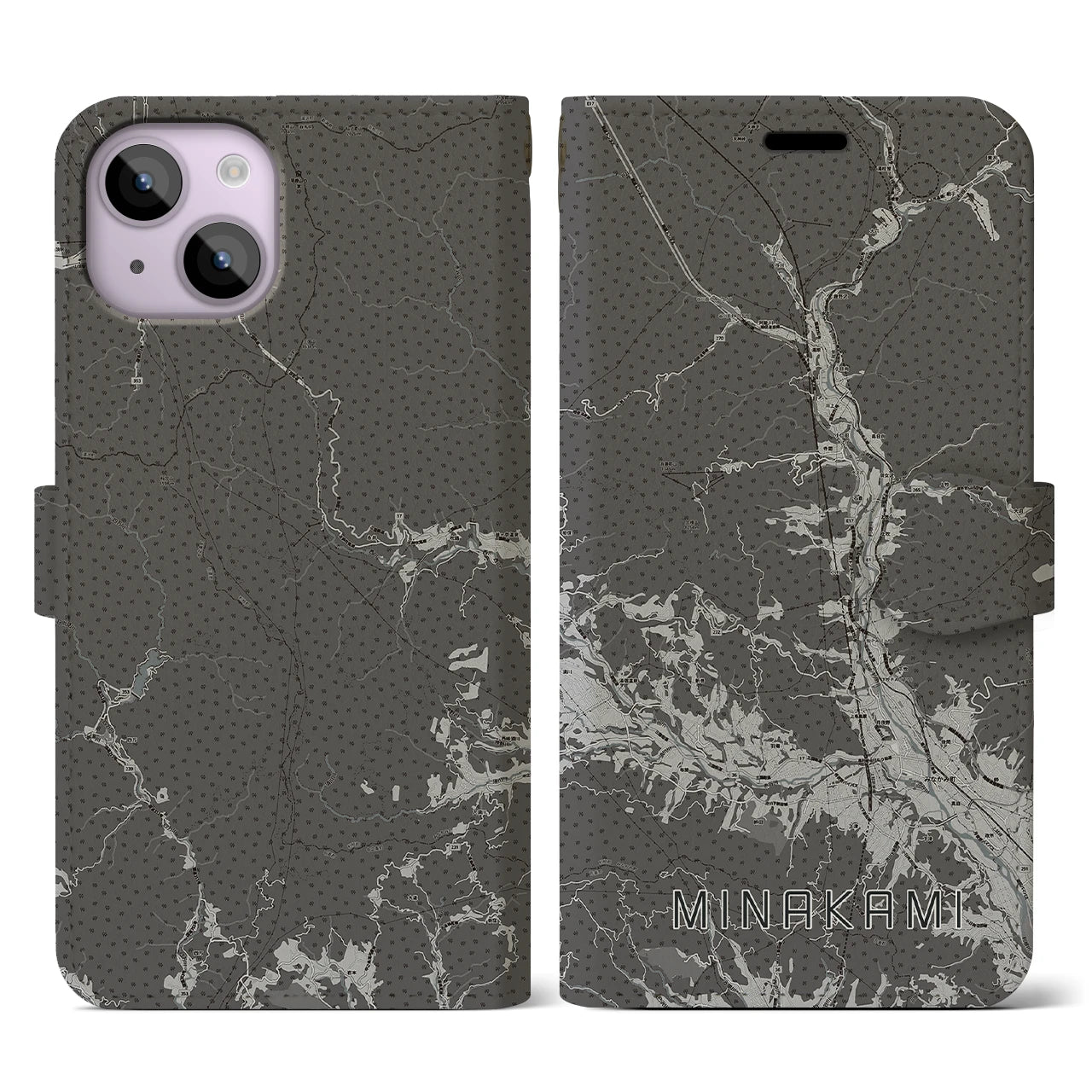 【みなかみ(群馬県)】地図柄iPhoneケース(手帳タイプ)