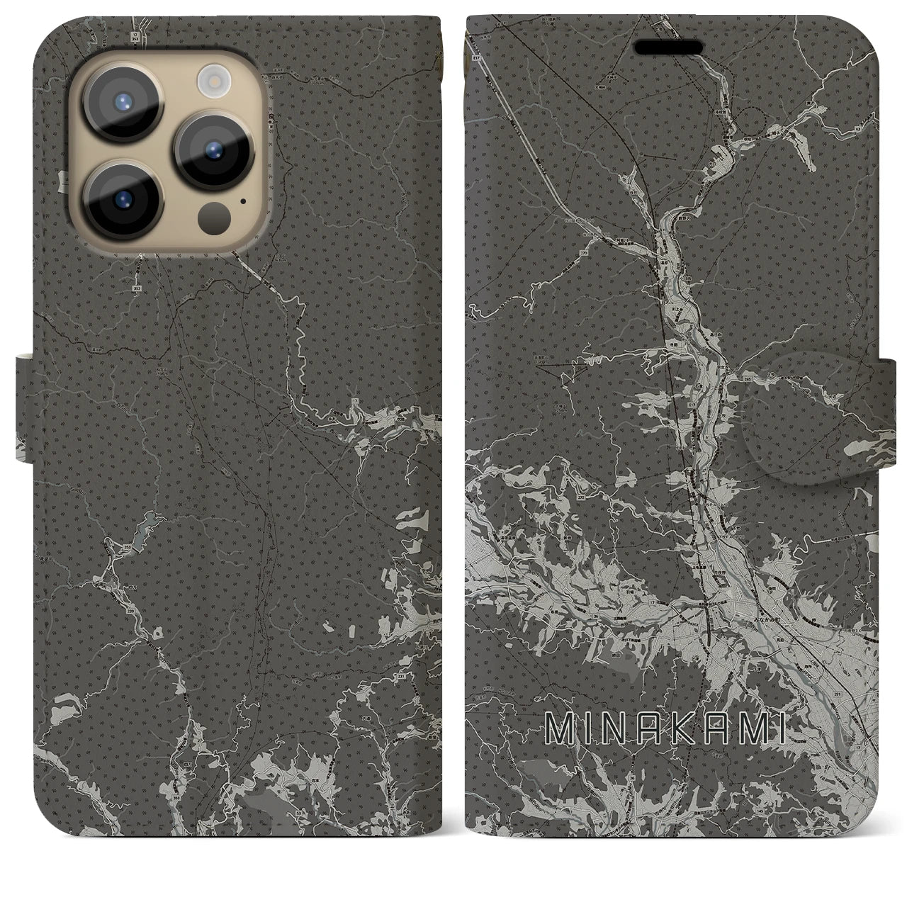 【みなかみ(群馬県)】地図柄iPhoneケース(手帳タイプ)