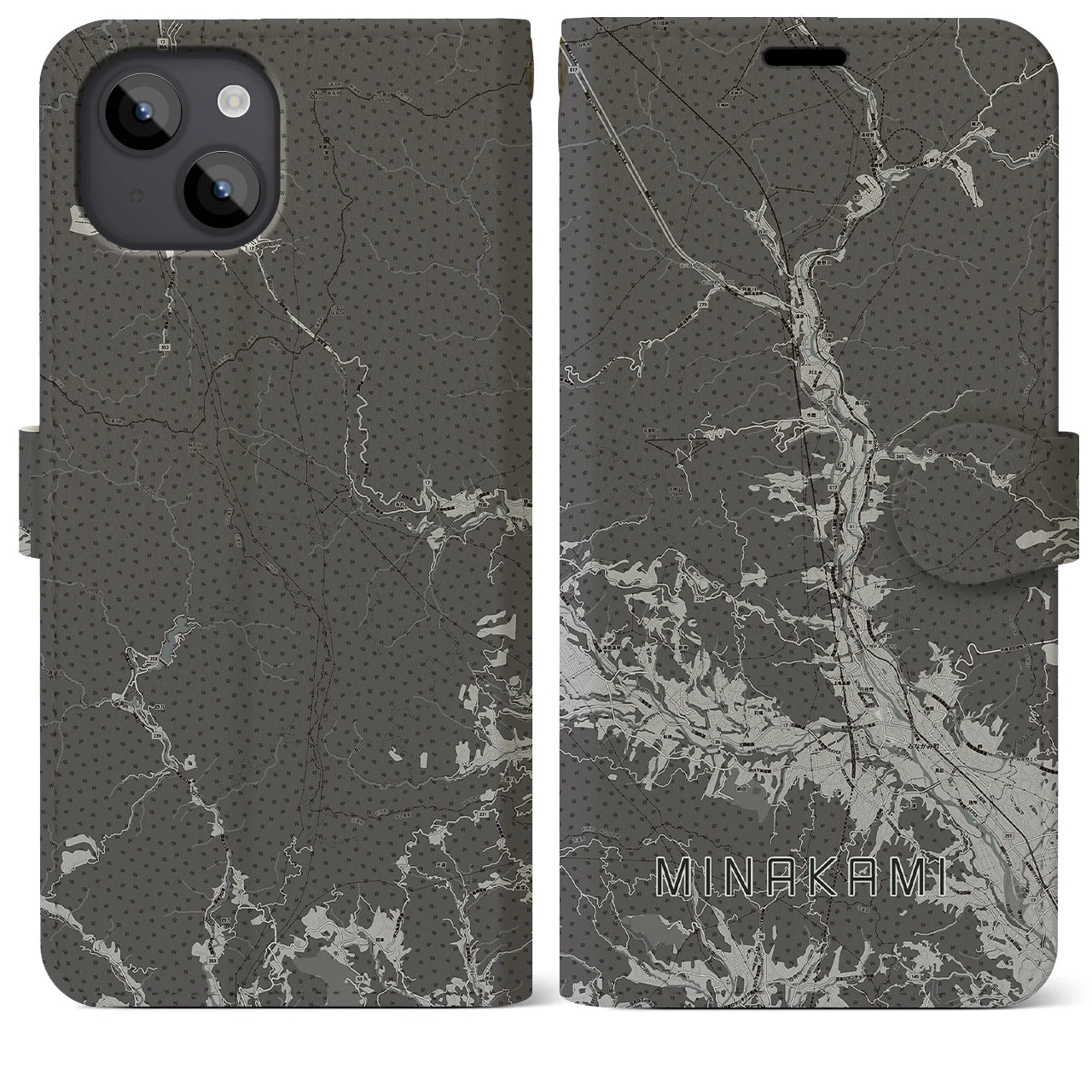 【みなかみ(群馬県)】地図柄iPhoneケース(手帳タイプ)