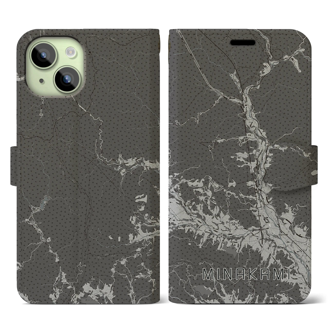【みなかみ(群馬県)】地図柄iPhoneケース(手帳タイプ)