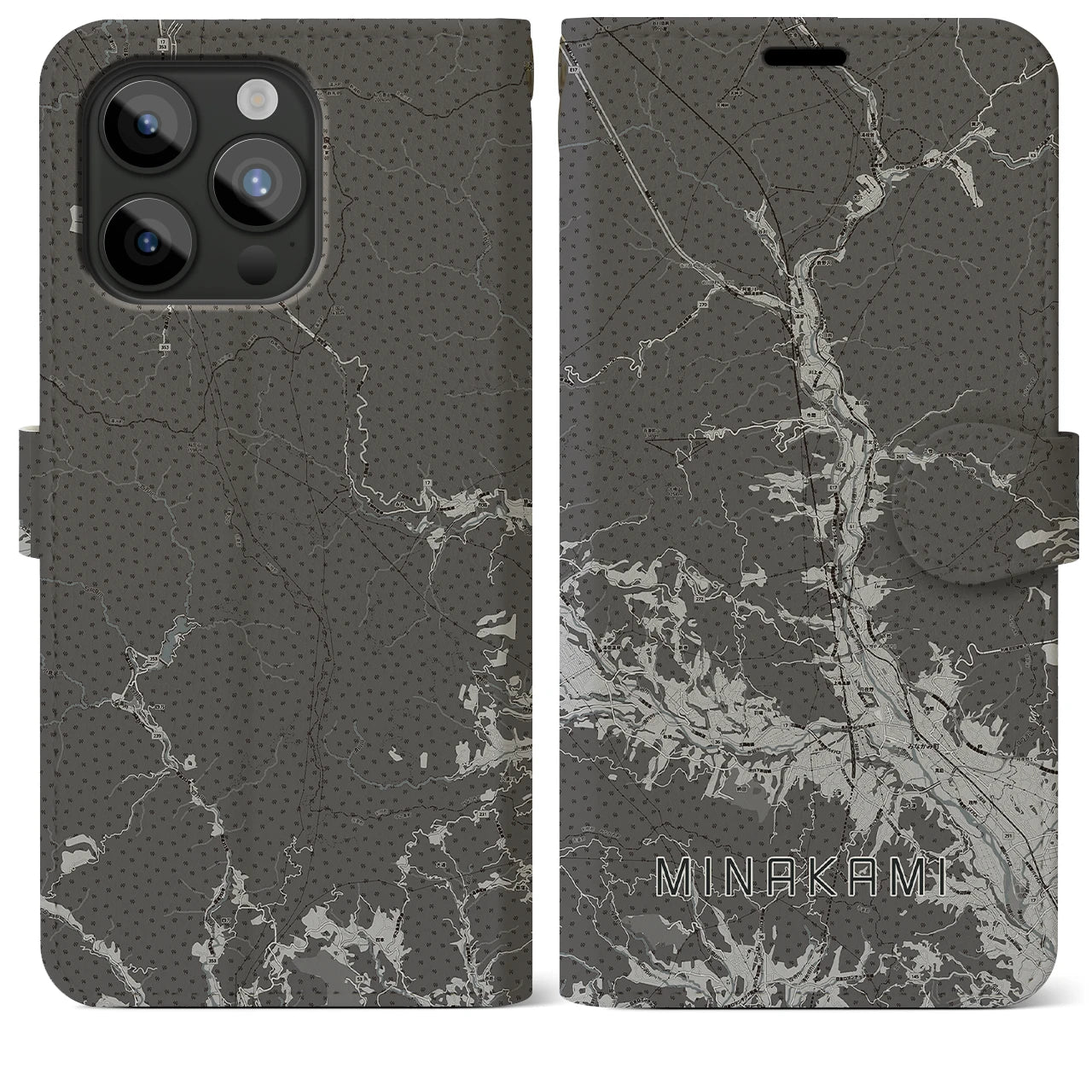 【みなかみ(群馬県)】地図柄iPhoneケース(手帳タイプ)