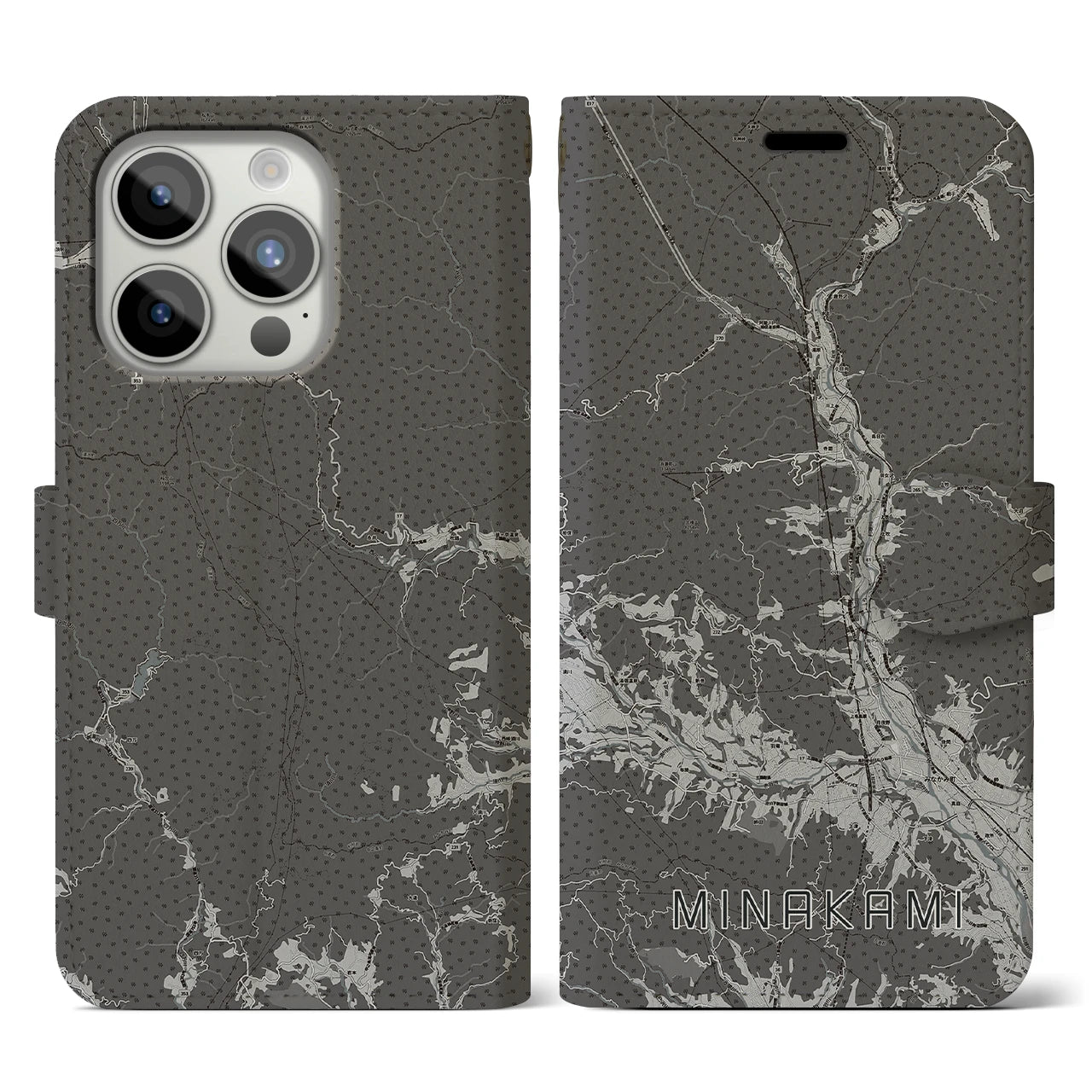 【みなかみ(群馬県)】地図柄iPhoneケース(手帳タイプ)