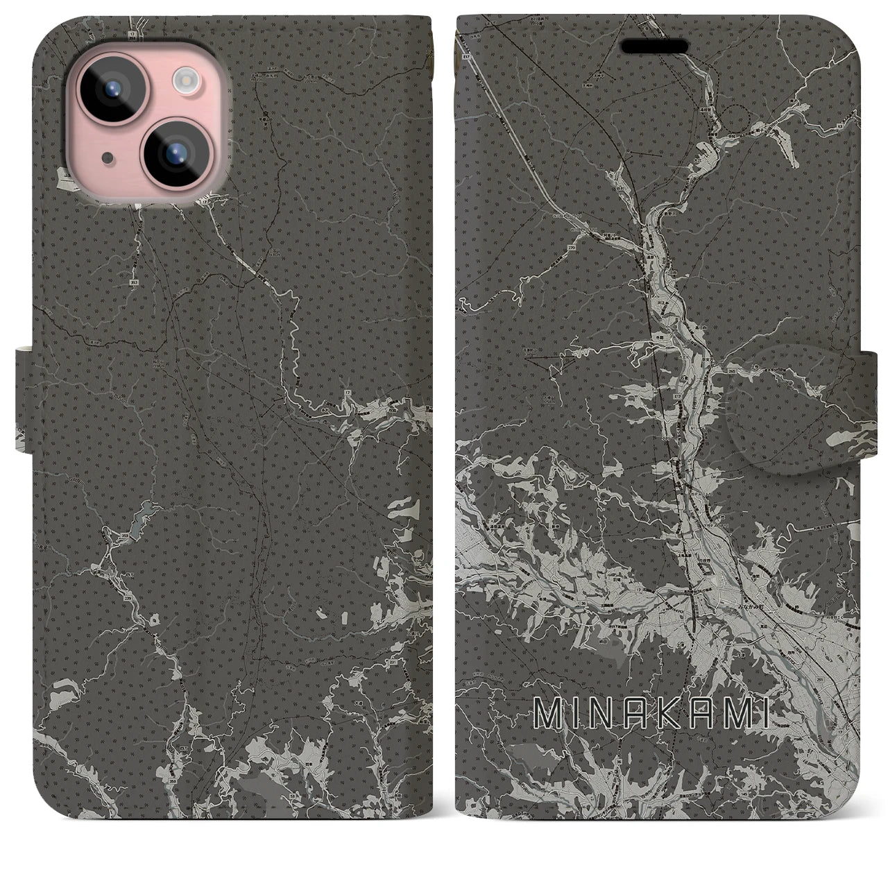 【みなかみ(群馬県)】地図柄iPhoneケース(手帳タイプ)