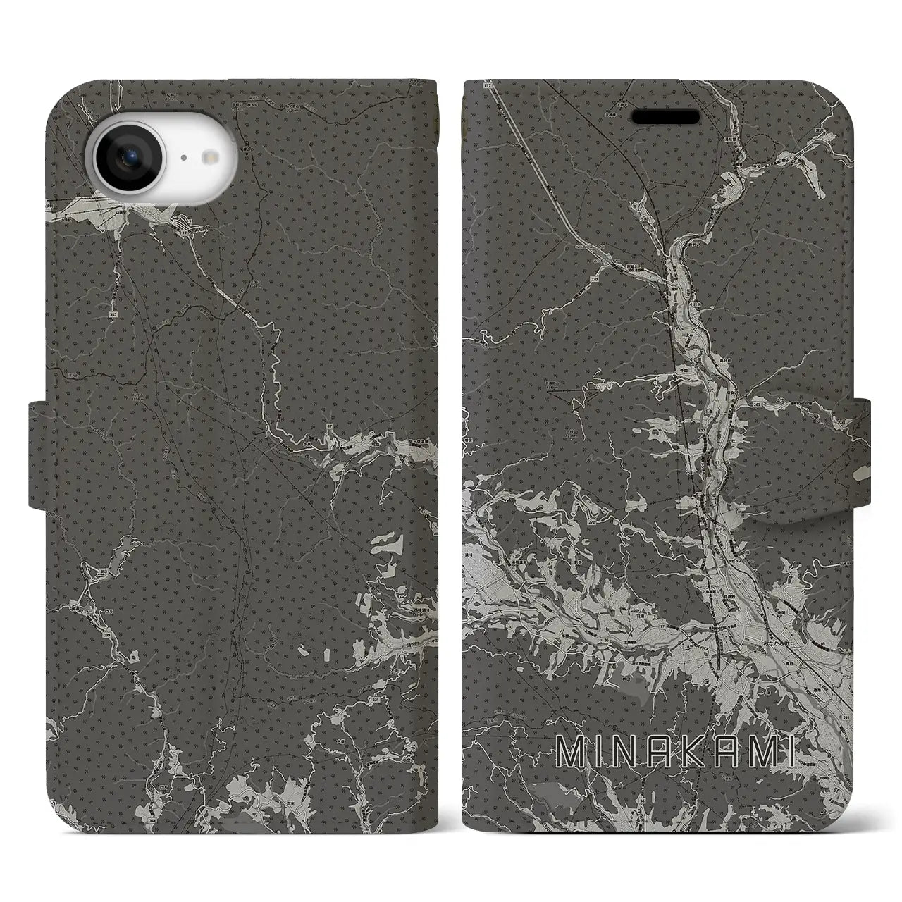 【みなかみ(群馬県)】地図柄iPhoneケース(手帳タイプ)