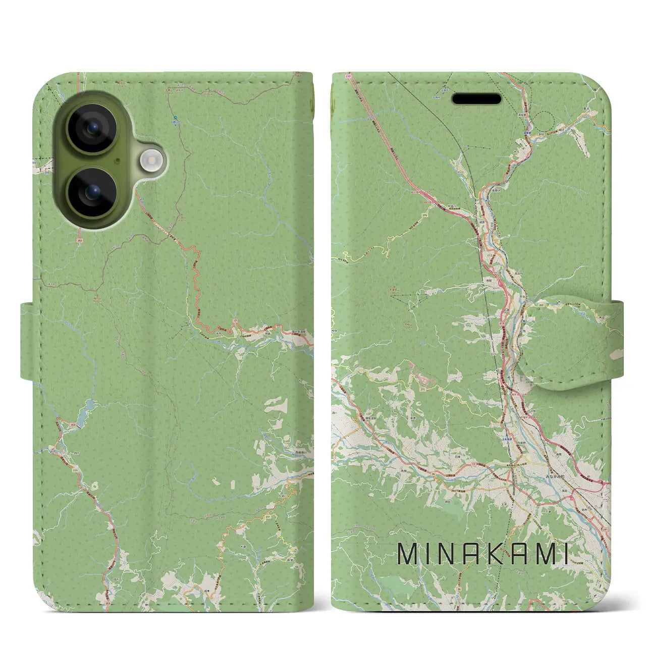 【みなかみ(群馬県)】地図柄iPhoneケース(手帳タイプ)ナチュラル・iPhone 17 Pro Max 用