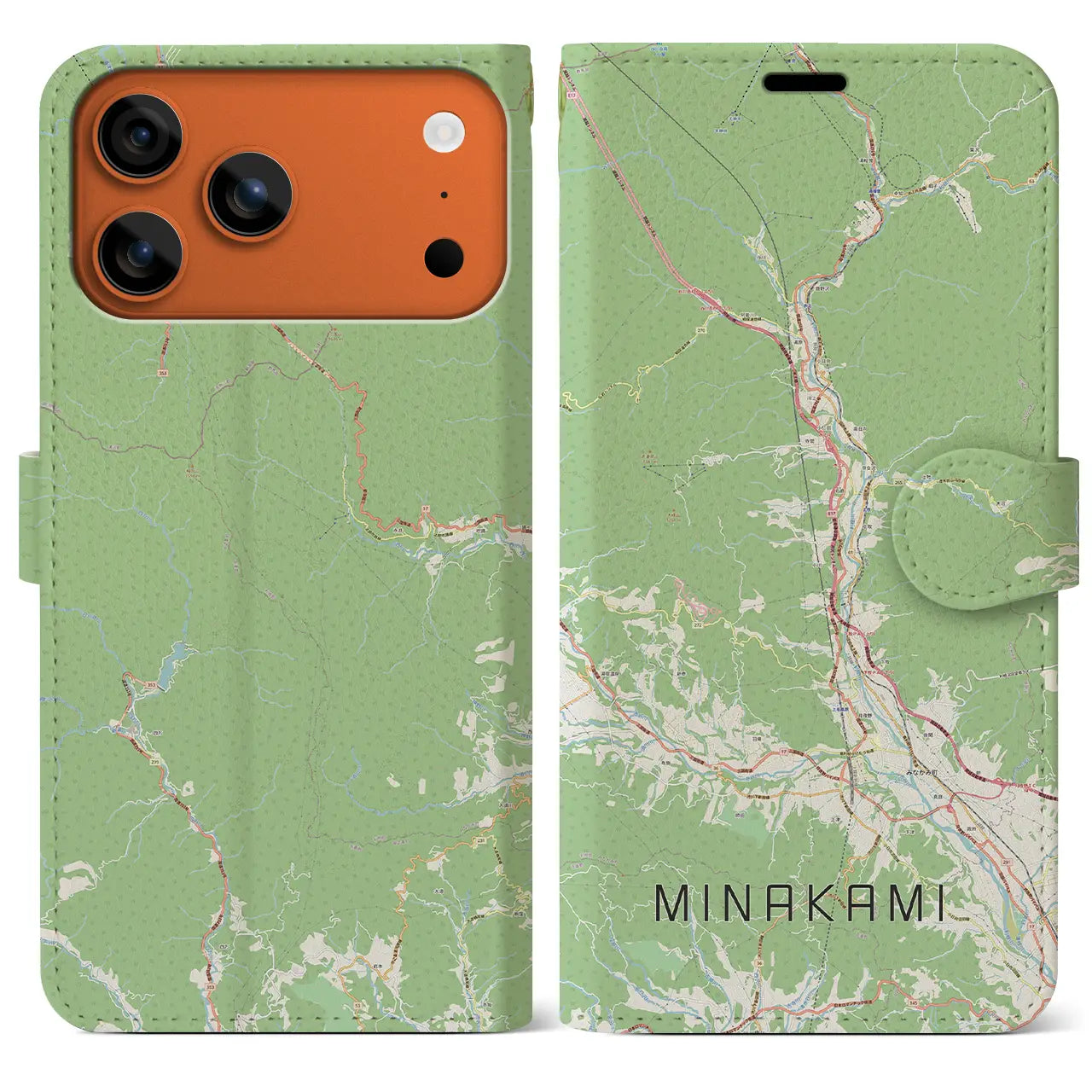 【みなかみ(群馬県)】地図柄iPhoneケース(手帳タイプ)