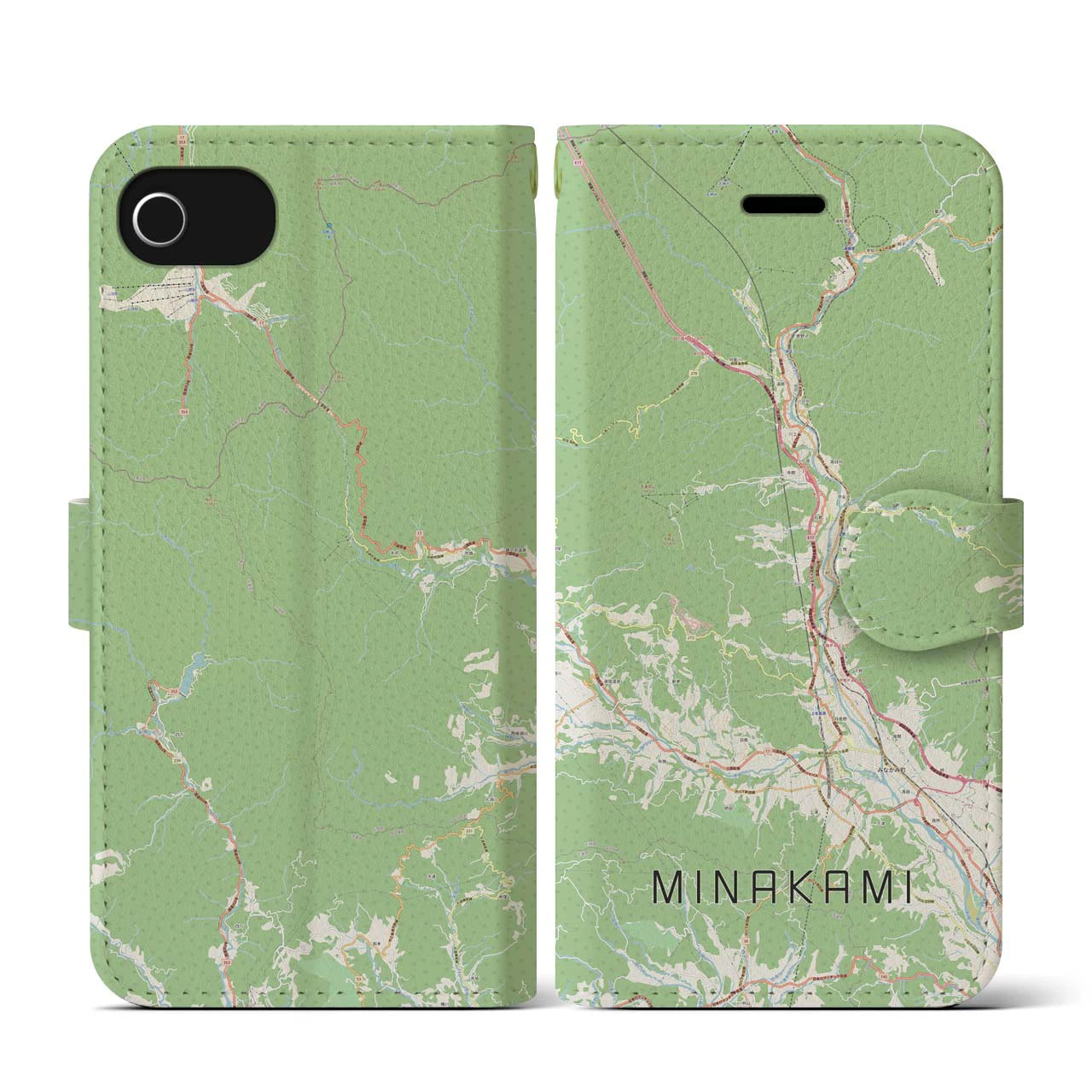 【みなかみ(群馬県)】地図柄iPhoneケース(手帳タイプ)