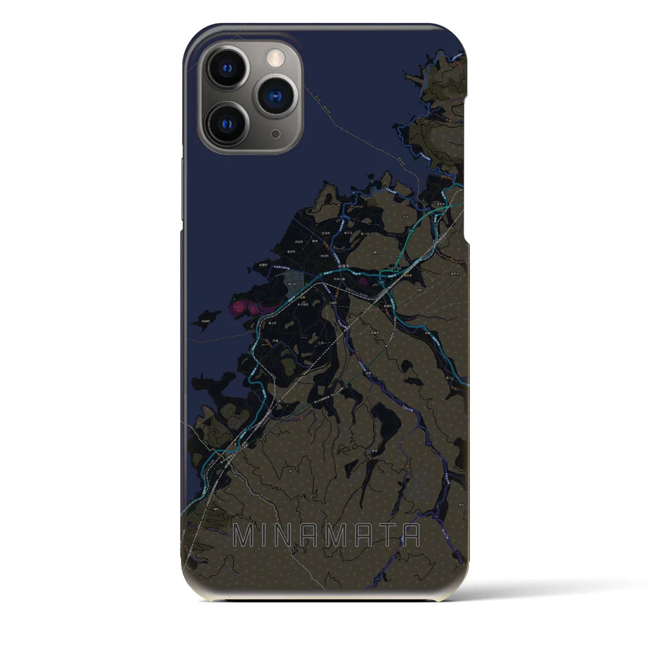 【水俣(熊本県)】地図柄iPhoneケース(バックカバータイプ)