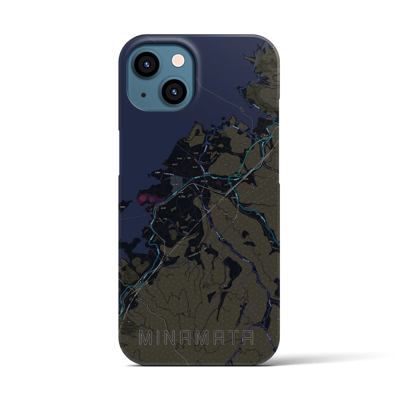 【水俣(熊本県)】地図柄iPhoneケース(バックカバータイプ)