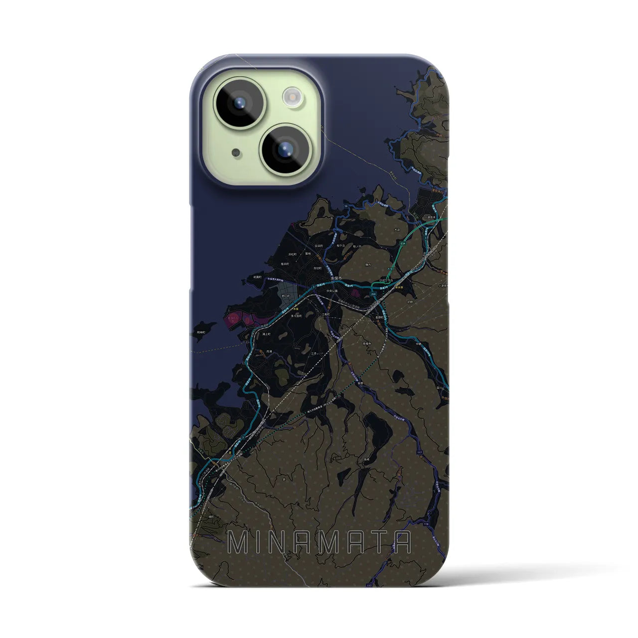 【水俣(熊本県)】地図柄iPhoneケース(バックカバータイプ)