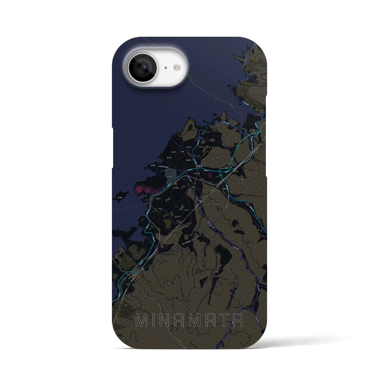 【水俣(熊本県)】地図柄iPhoneケース(バックカバータイプ)