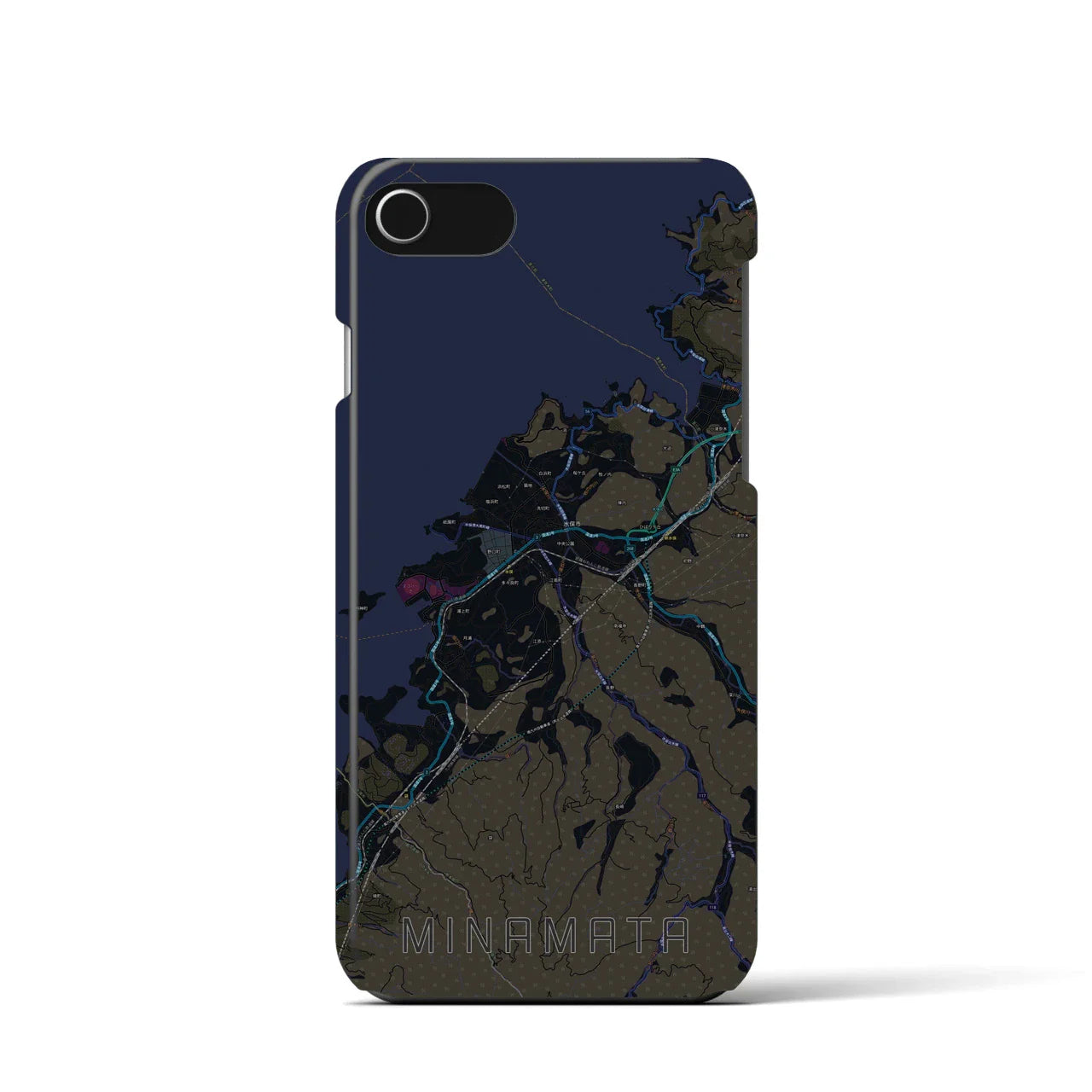 【水俣(熊本県)】地図柄iPhoneケース(バックカバータイプ)