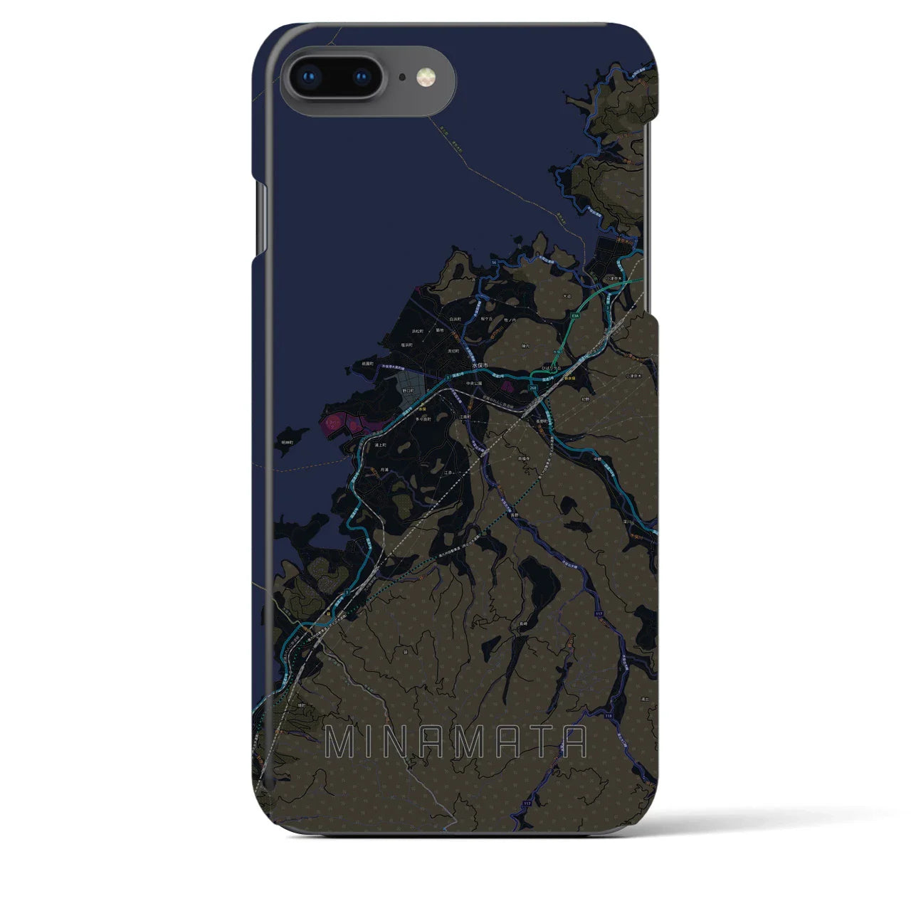 【水俣(熊本県)】地図柄iPhoneケース(バックカバータイプ)