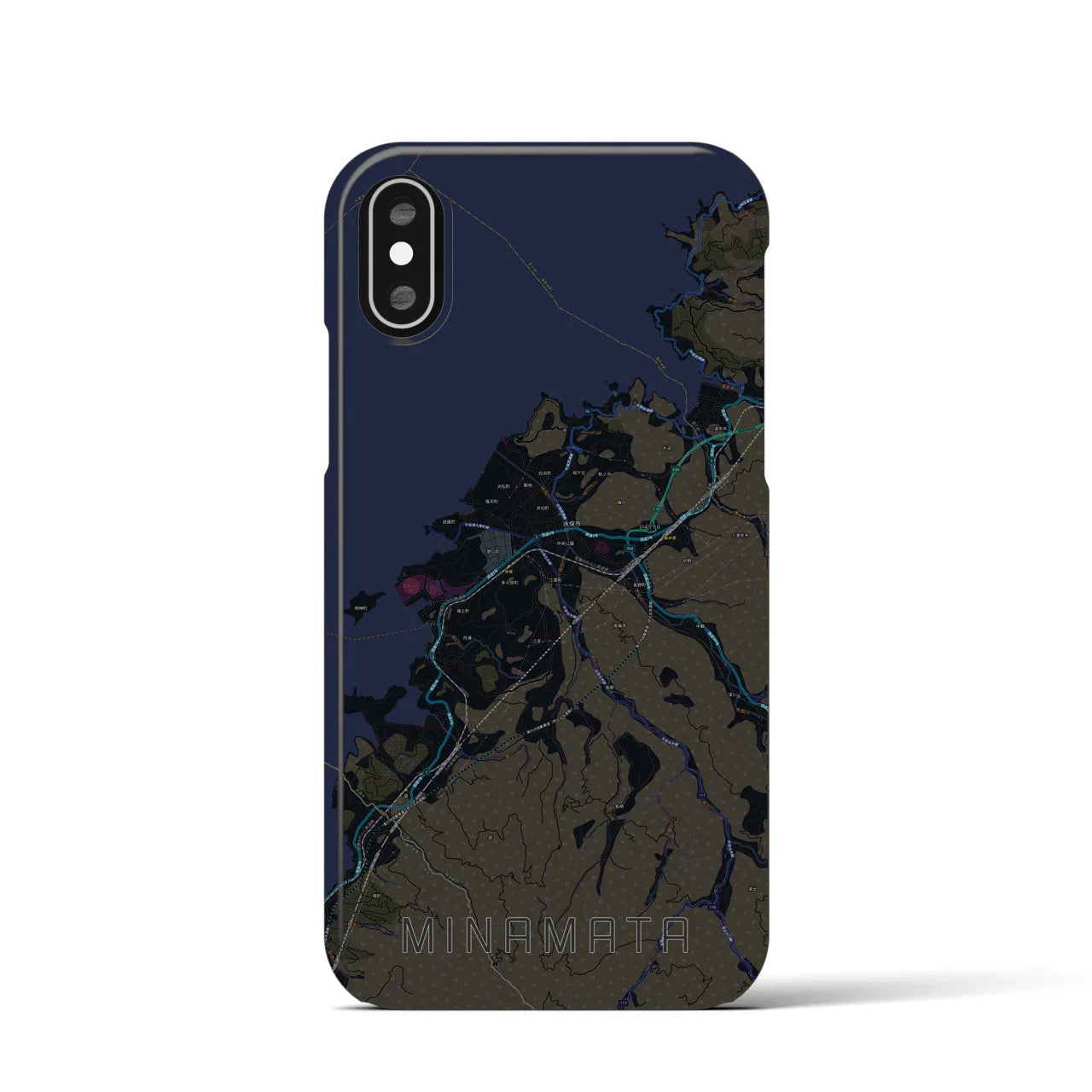 【水俣(熊本県)】地図柄iPhoneケース(バックカバータイプ)