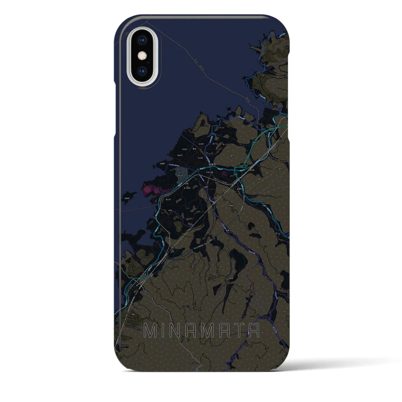 【水俣(熊本県)】地図柄iPhoneケース(バックカバータイプ)
